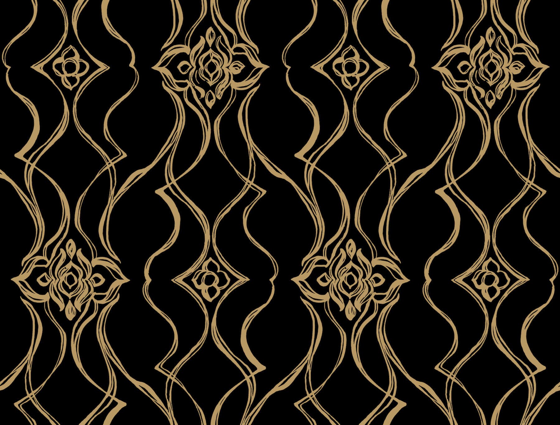 Pirouette Wallpaper- Black & Gold