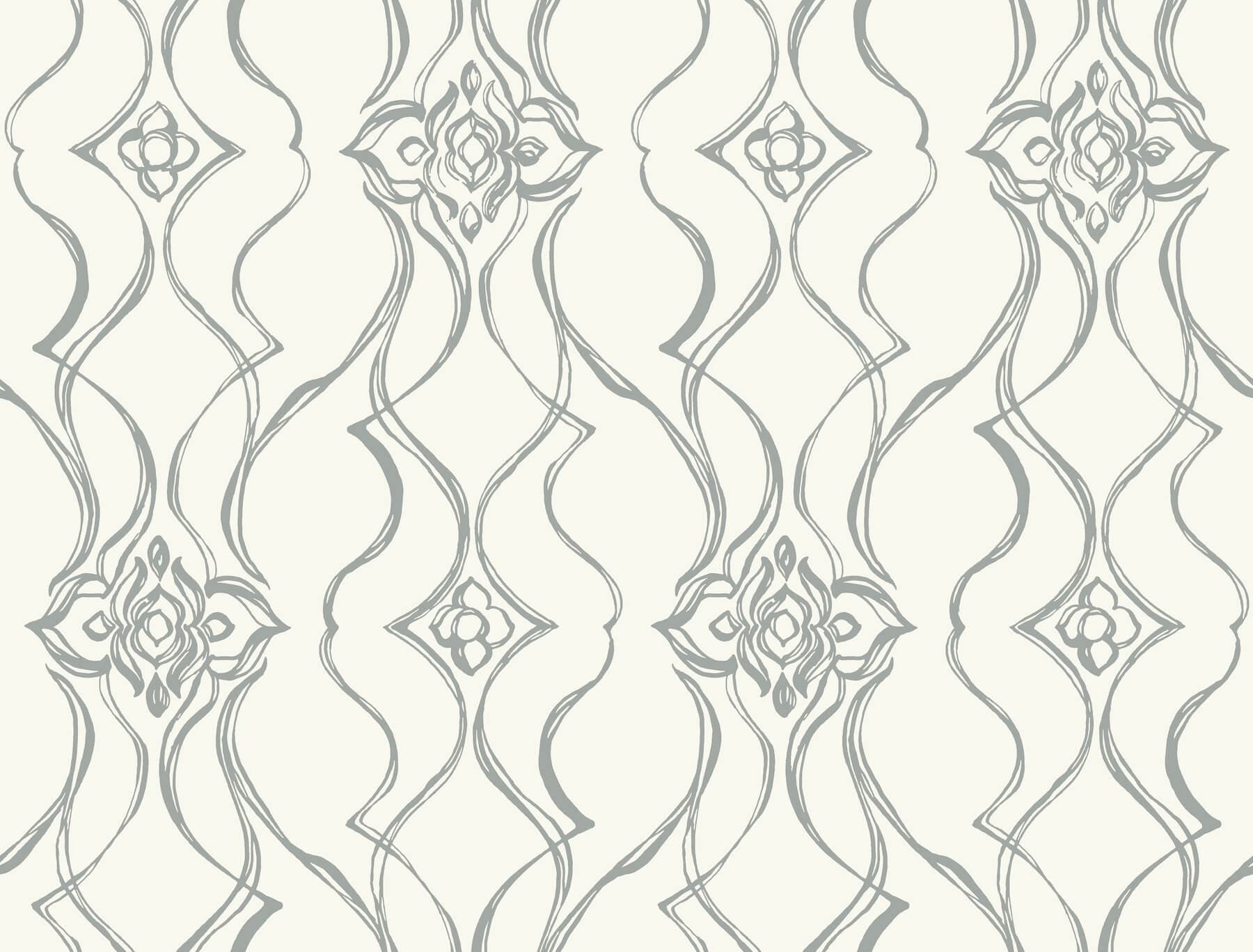 Pirouette Wallpaper- White & Silver