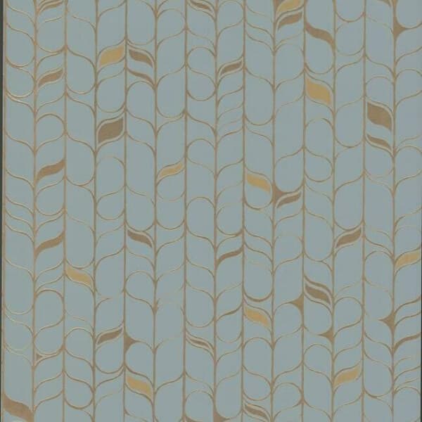 Perfect Petals Wallpaper- Blue/Antique Gold