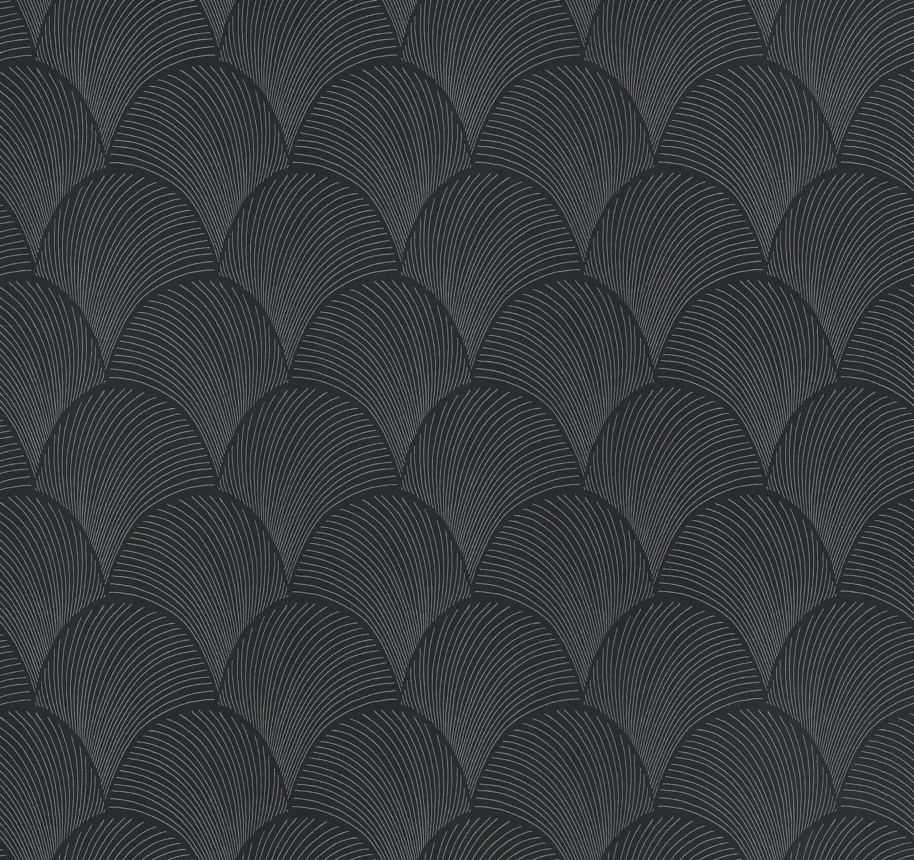 Metallic Scallop Wallpaper- Black