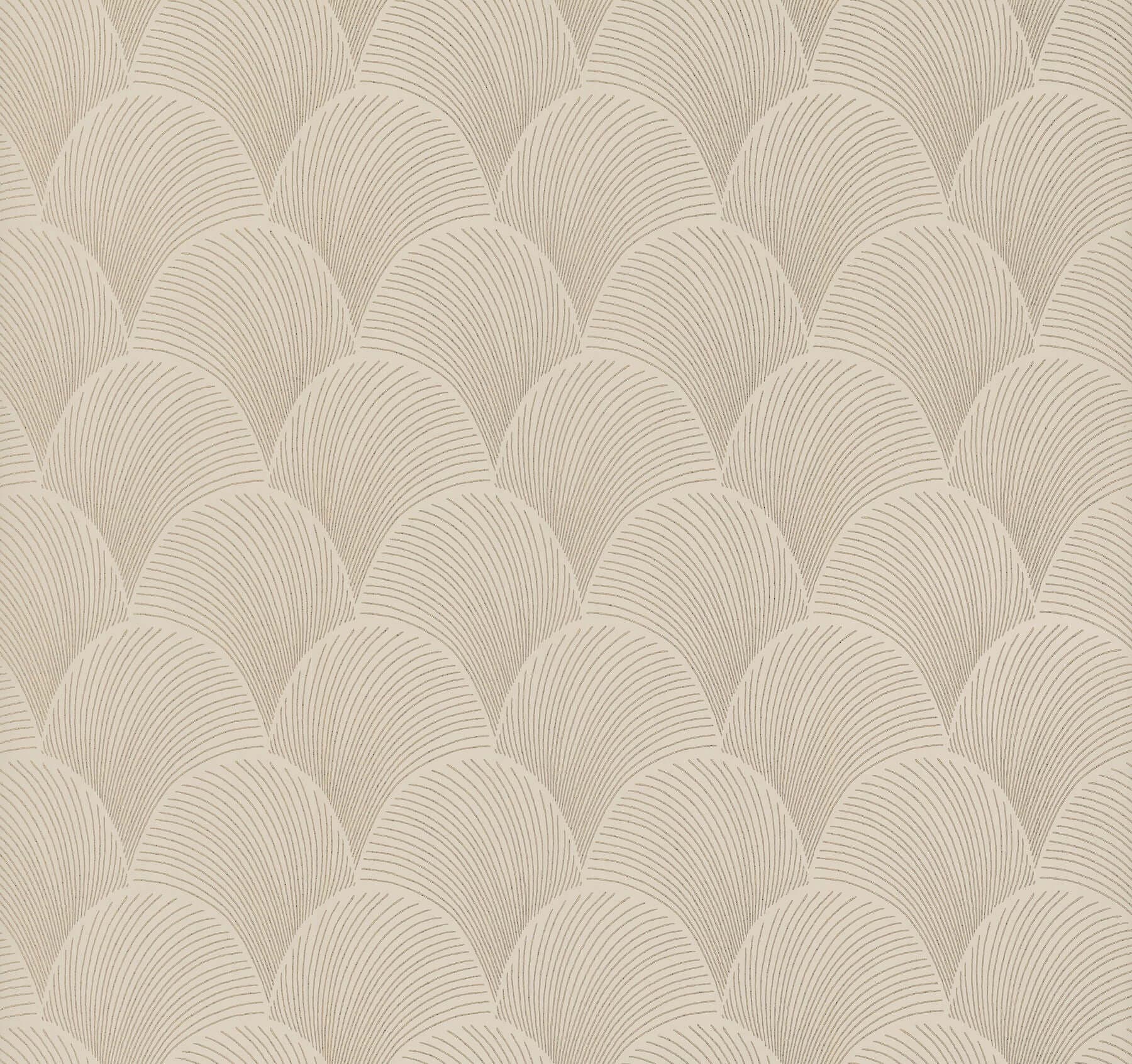 Metallic Scallop Wallpaper- Beige