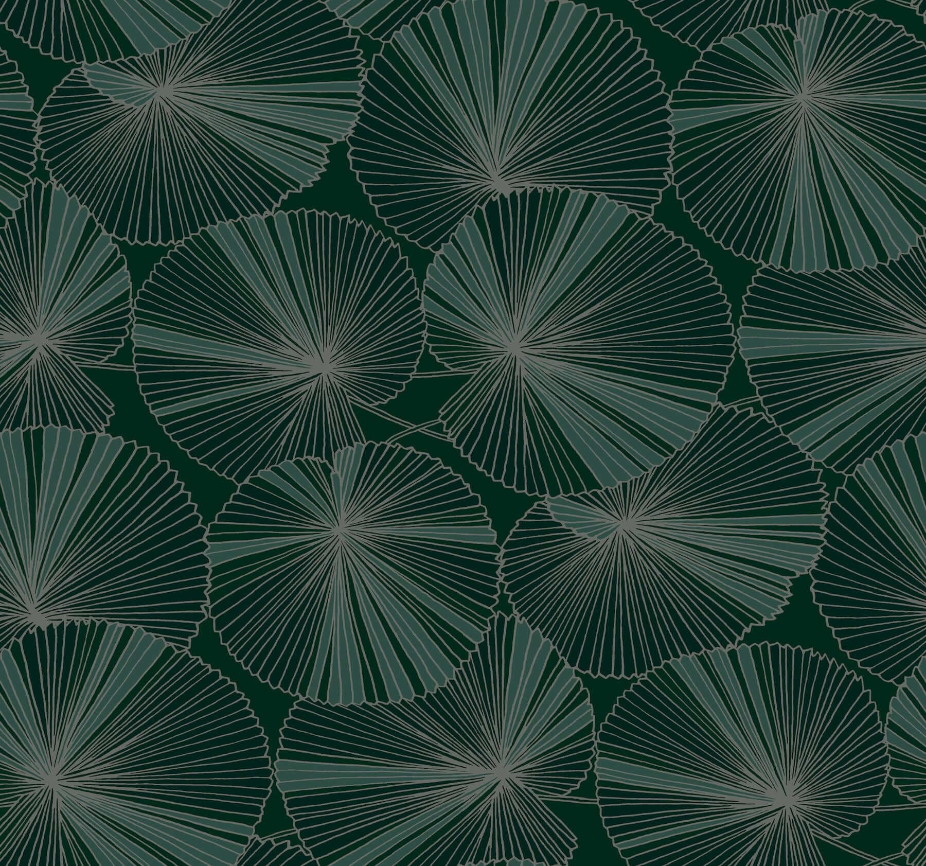 Layered Lily Pads Wallpaper- Deep Green