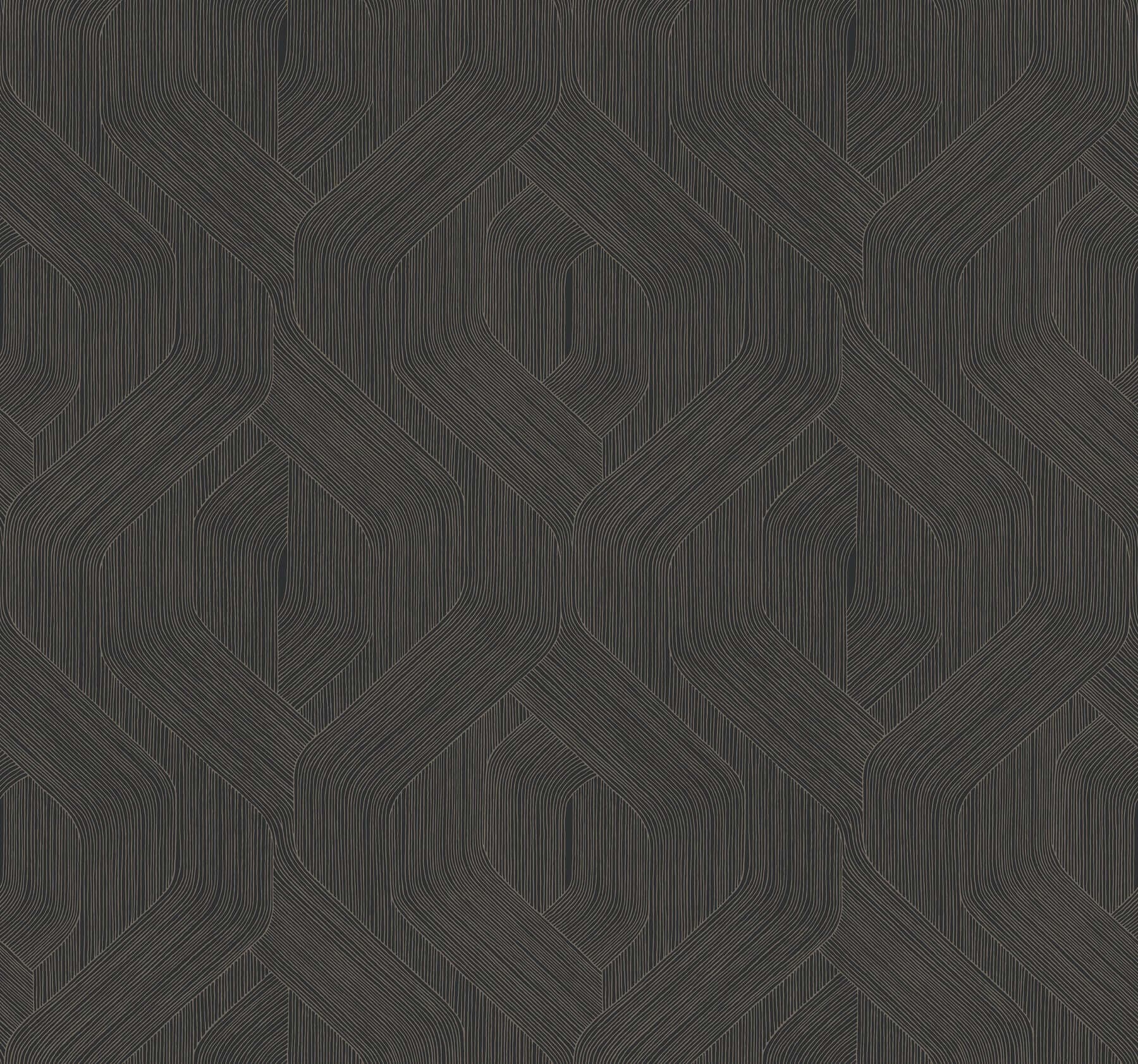 Fine Line Geometric Wallpaper- Black