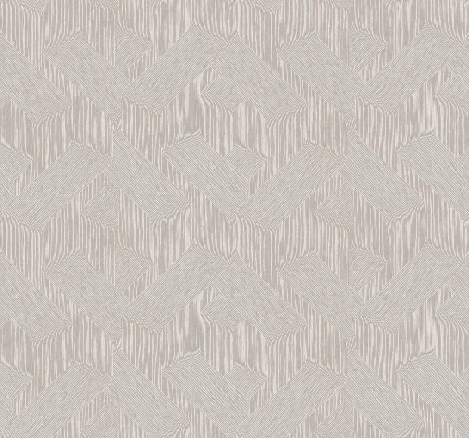 Fine Line Geometric Wallpaper- Taupe