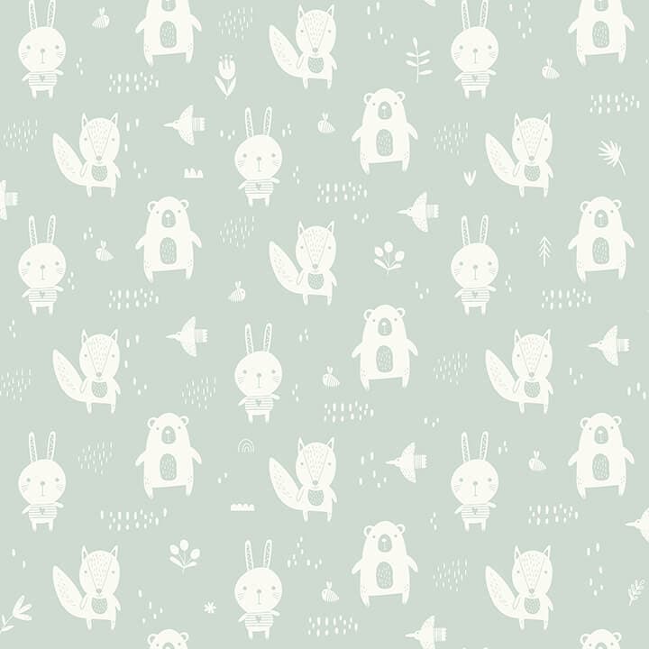Bitsy Mint Woodland Wallpaper