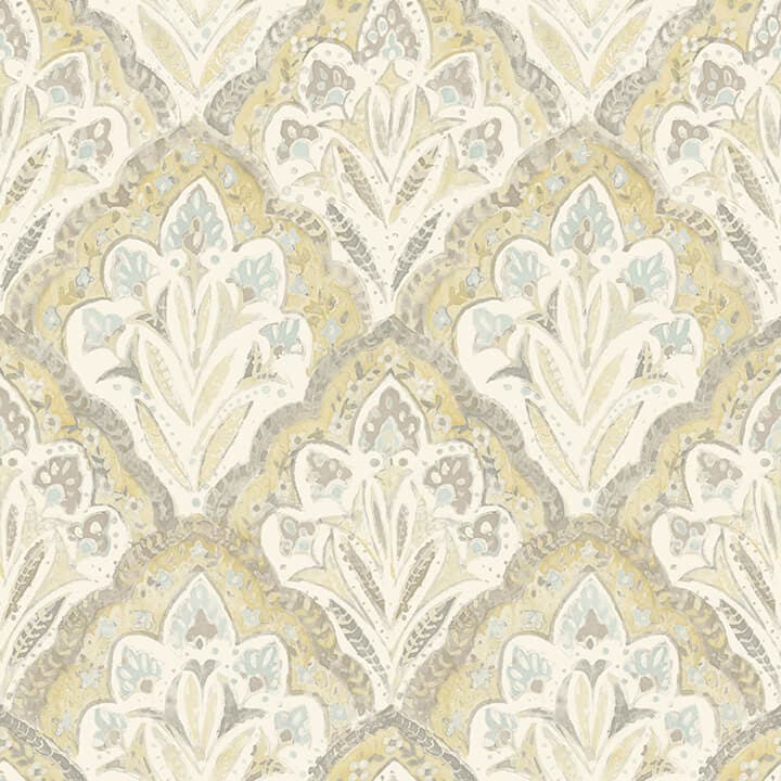 Mimir Mustard Quilted Damask Wallpaper