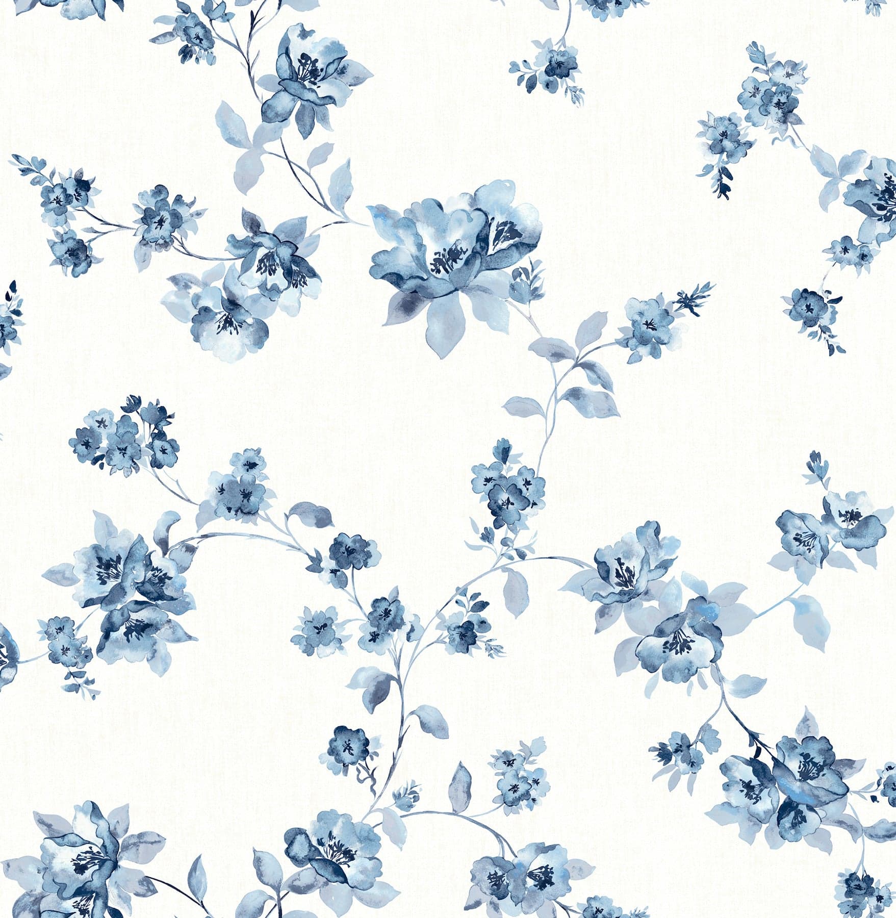 Chesapeake Festival Floral Trailing Blue Wallpaper