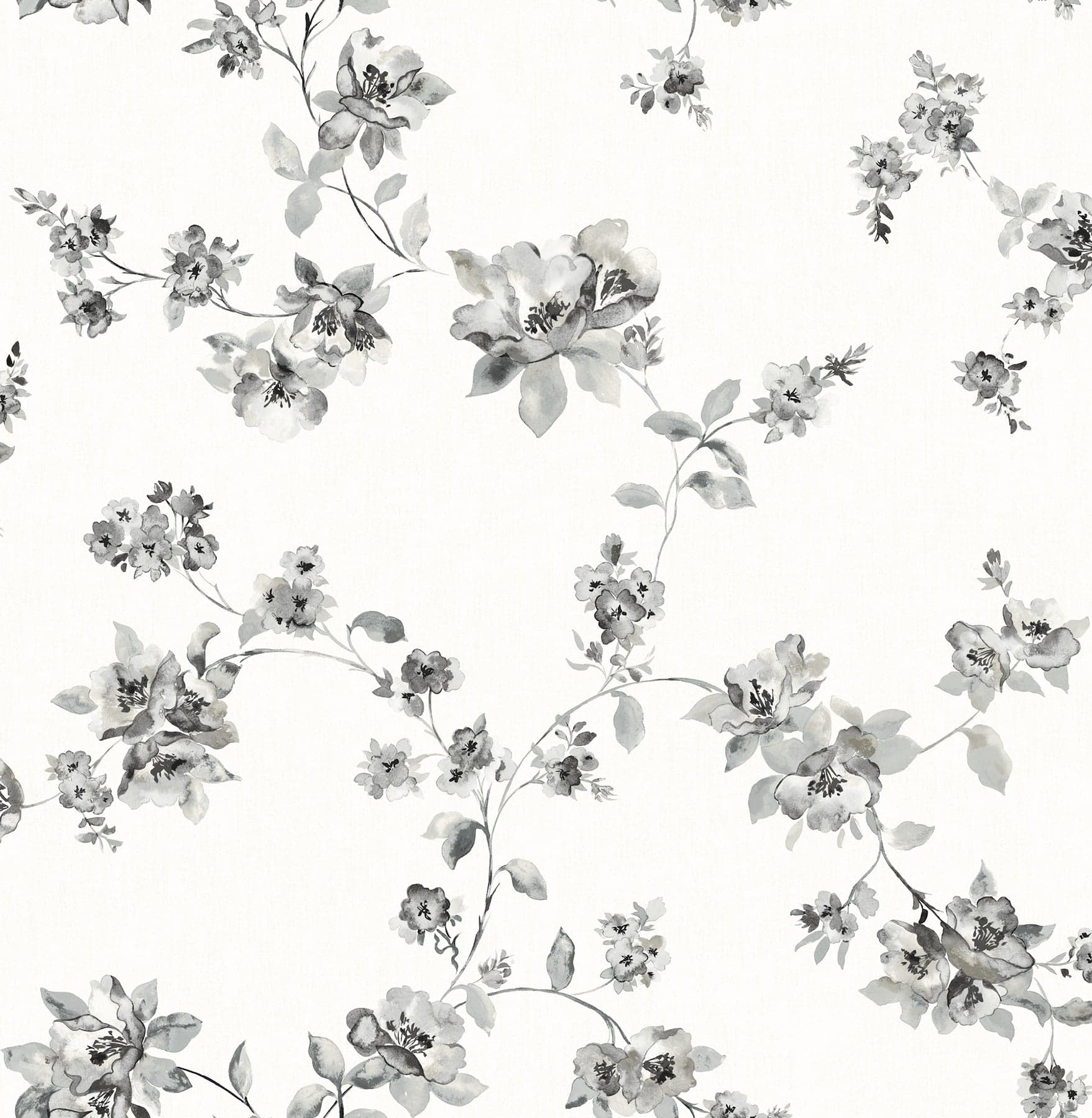 Chesapeake Festival Floral Trailing Charcoal Wallpaper