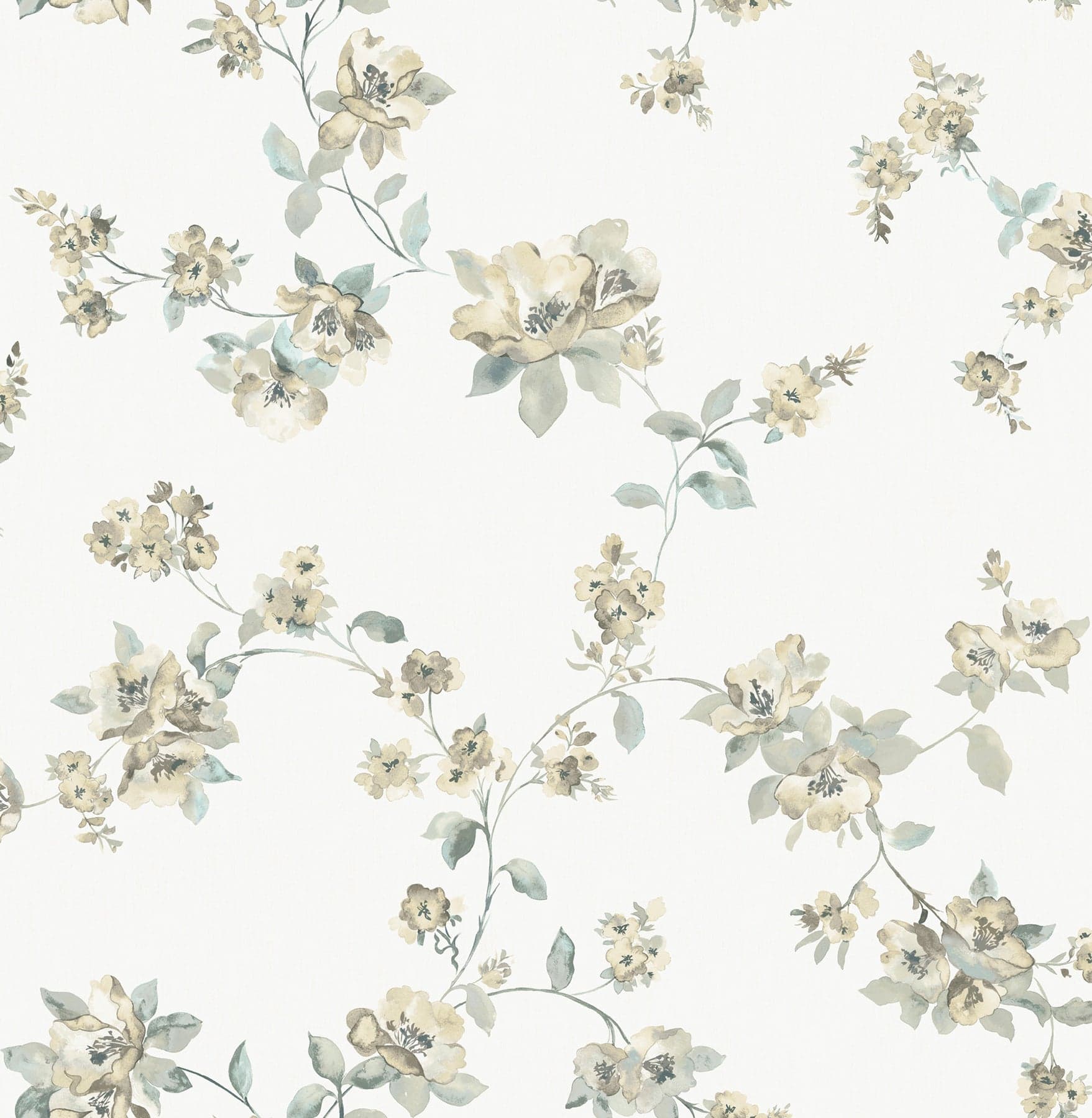 Chesapeake Festival Floral Trailing Aqua Wallpaper