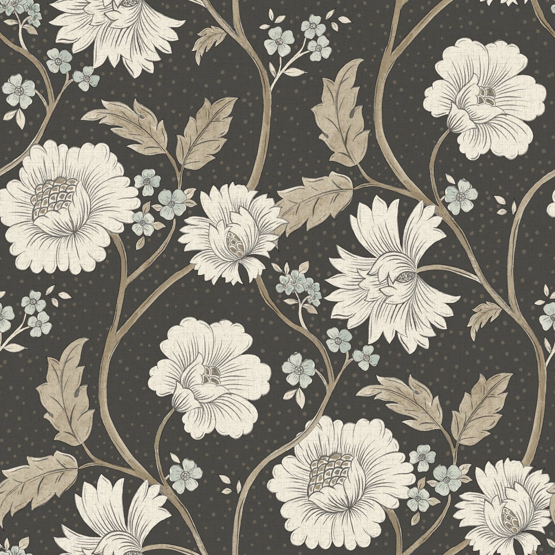 Chesapeake Hazel Floral Trail Black Wallpaper