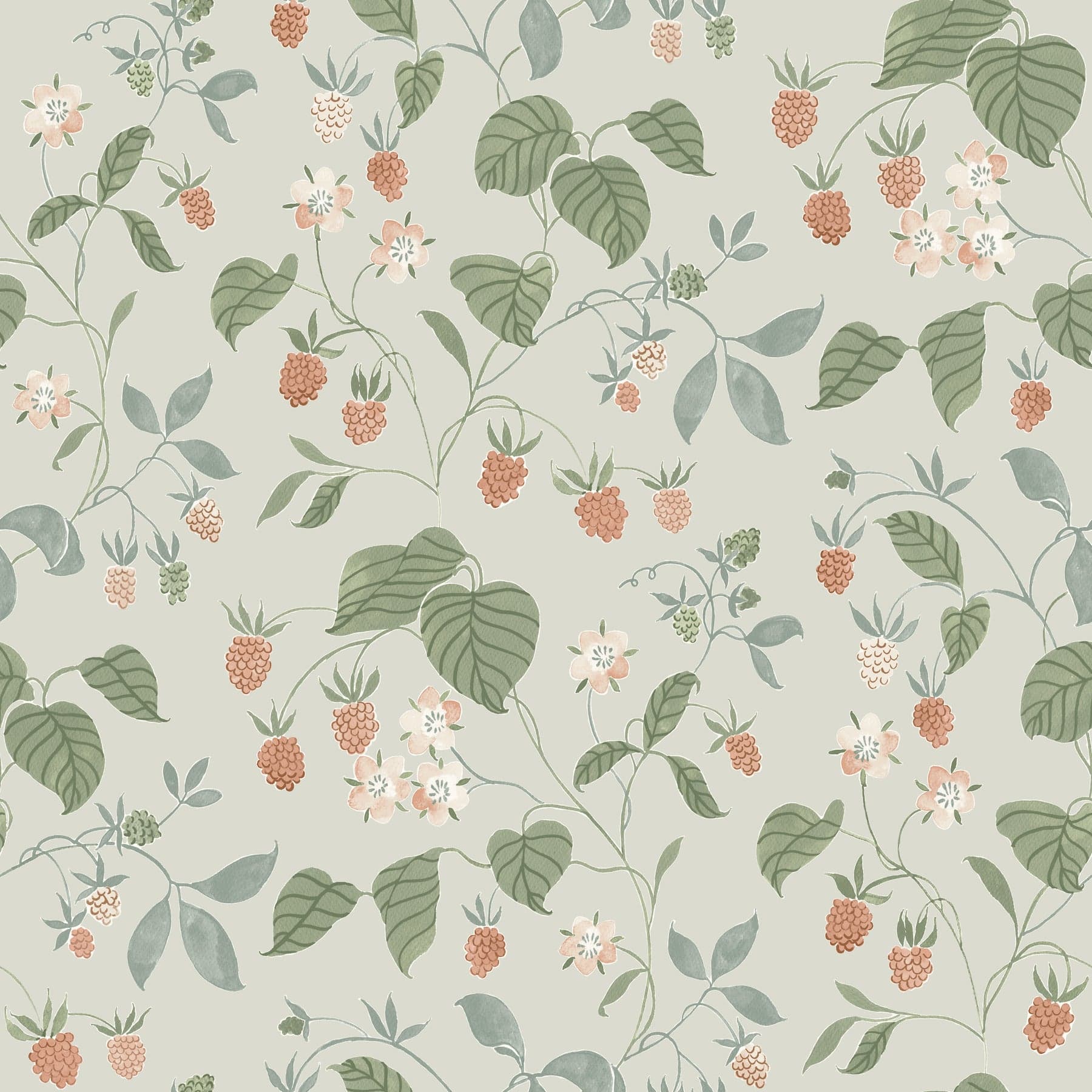 Chesapeake Mercy Berry Vines Aqua Wallpaper
