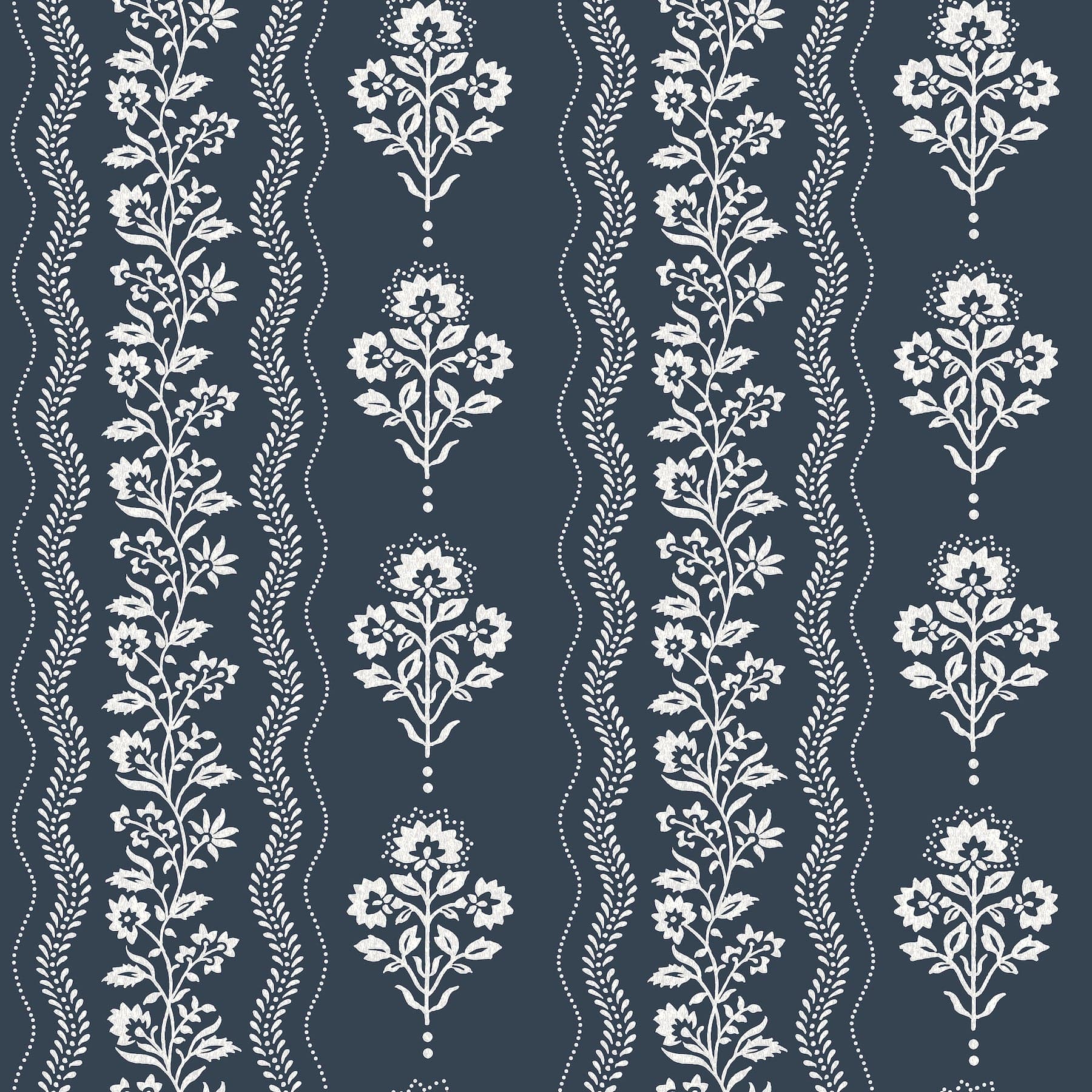 Chesapeake Lenea Floral Stripe Navy Wallpaper