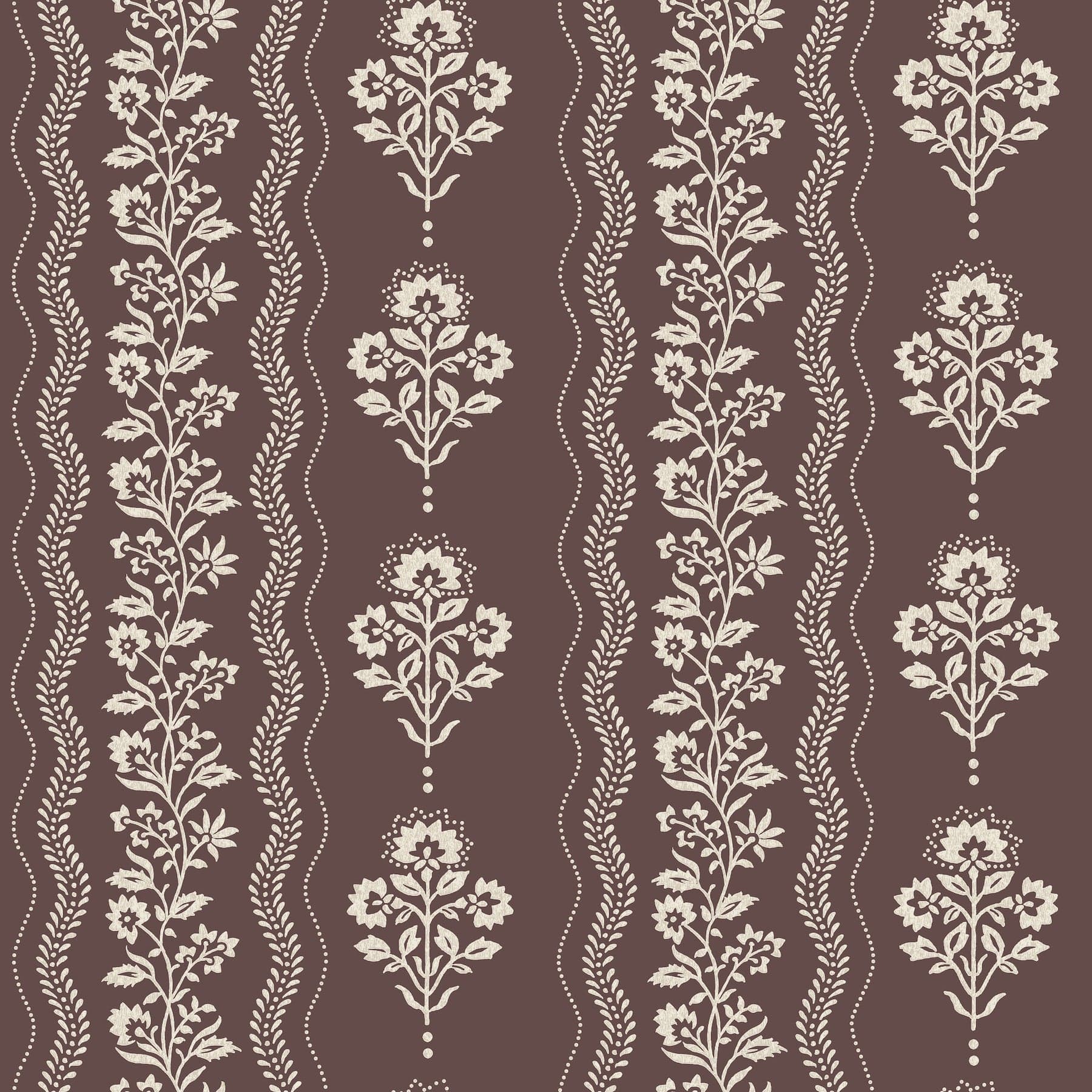Chesapeake Lenea Floral Stripe Burgundy Wallpaper