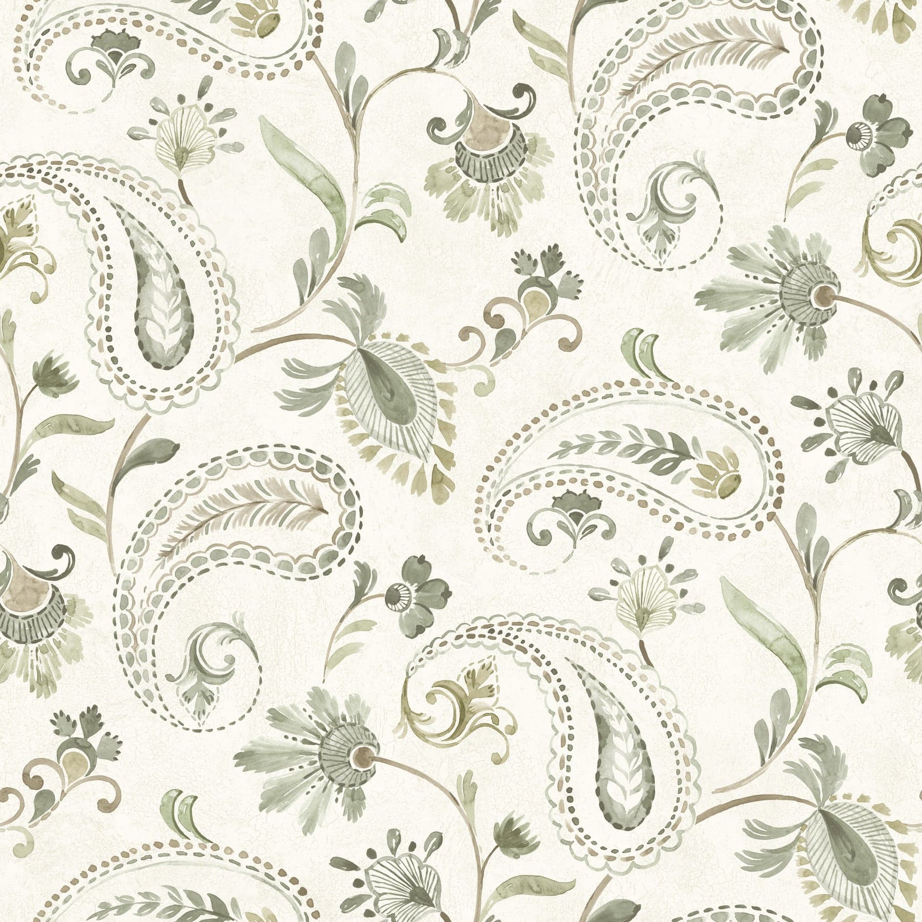Chesapeake Darlene Jacobean Green Wallpaper