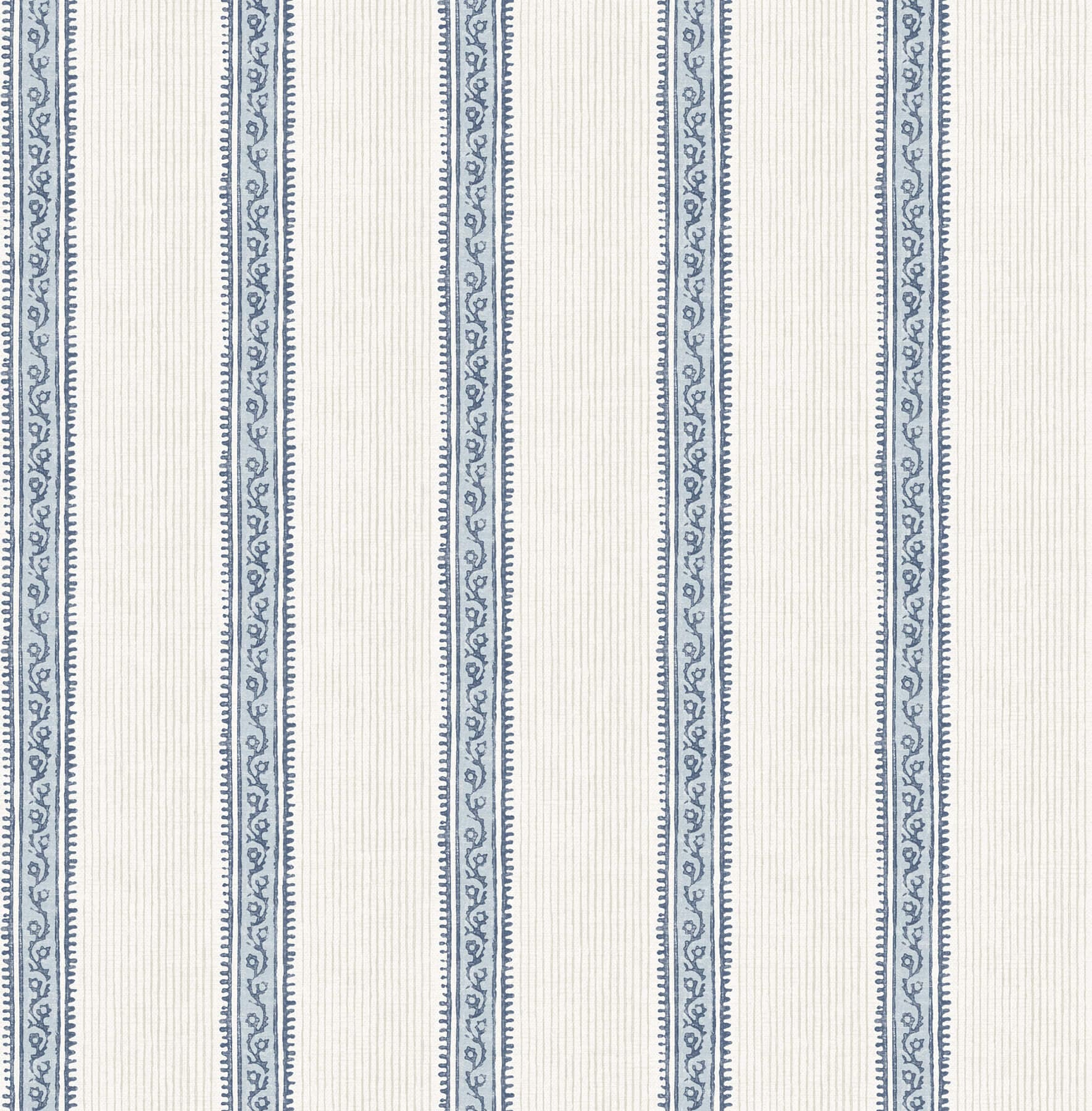 Mandevilla Blue Vine Stripe Wallpaper