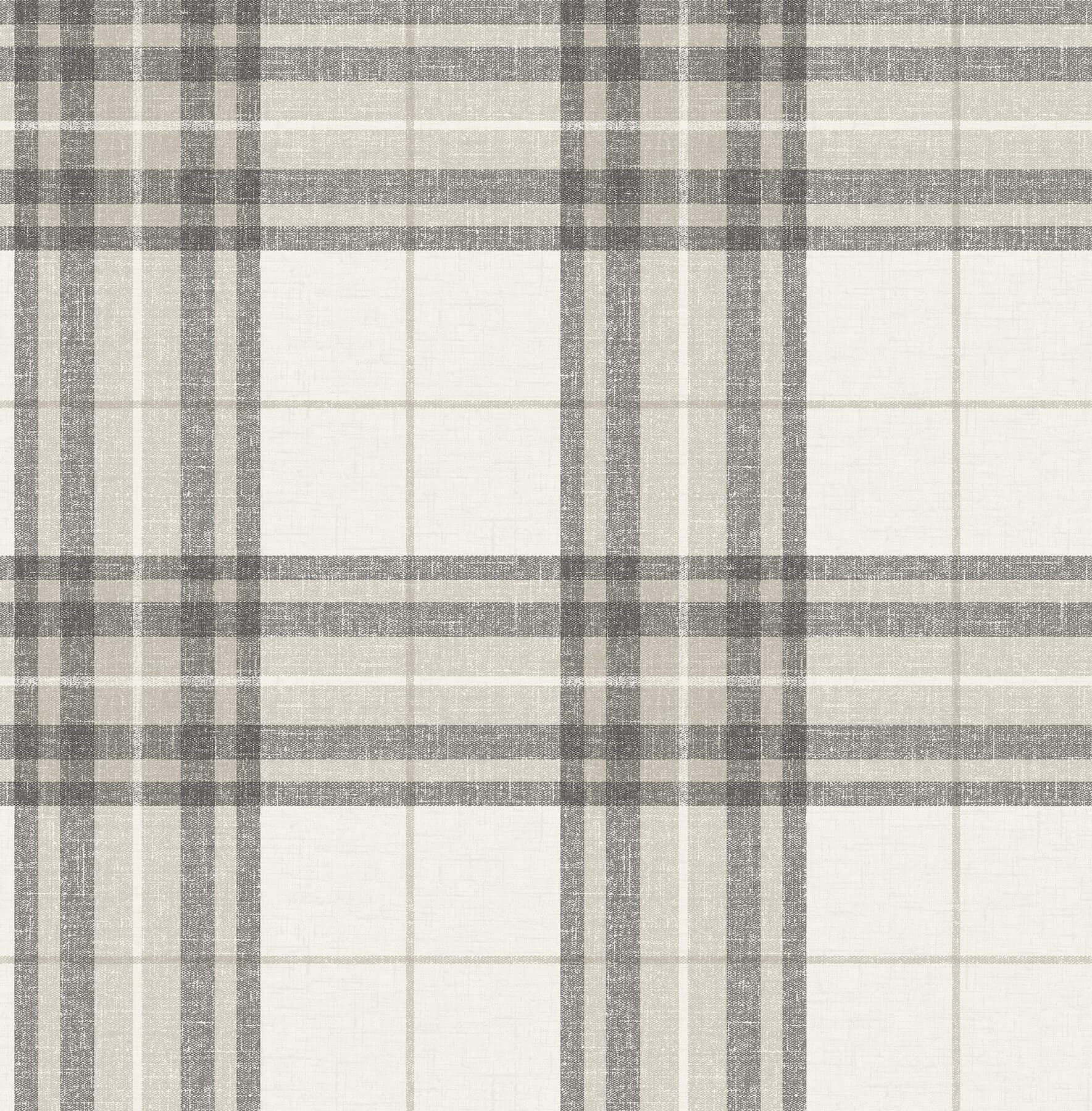 Cabin Check Charcoal Plaid Wallpaper