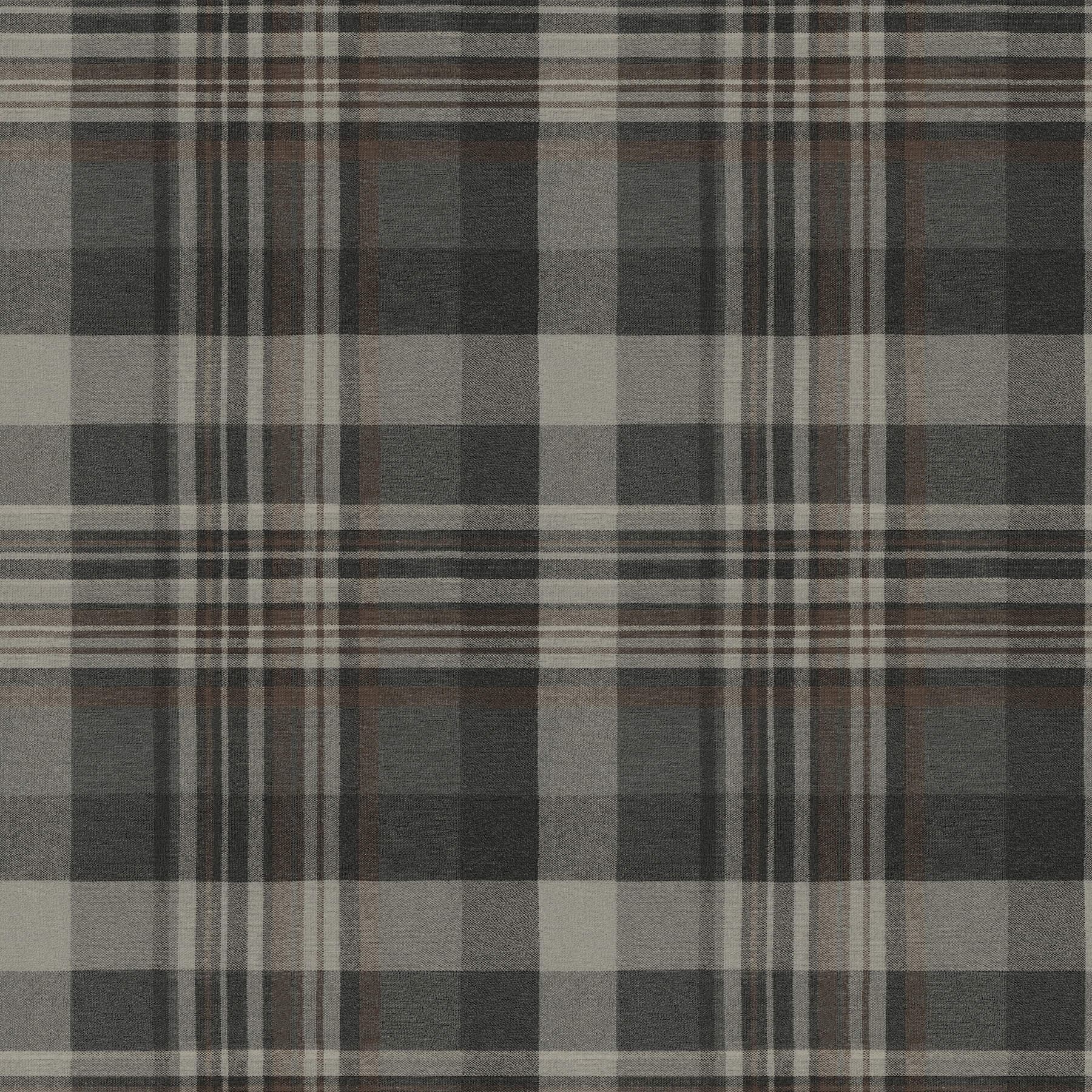 Dutton Plaid Charcoal Flannel Wallpaper