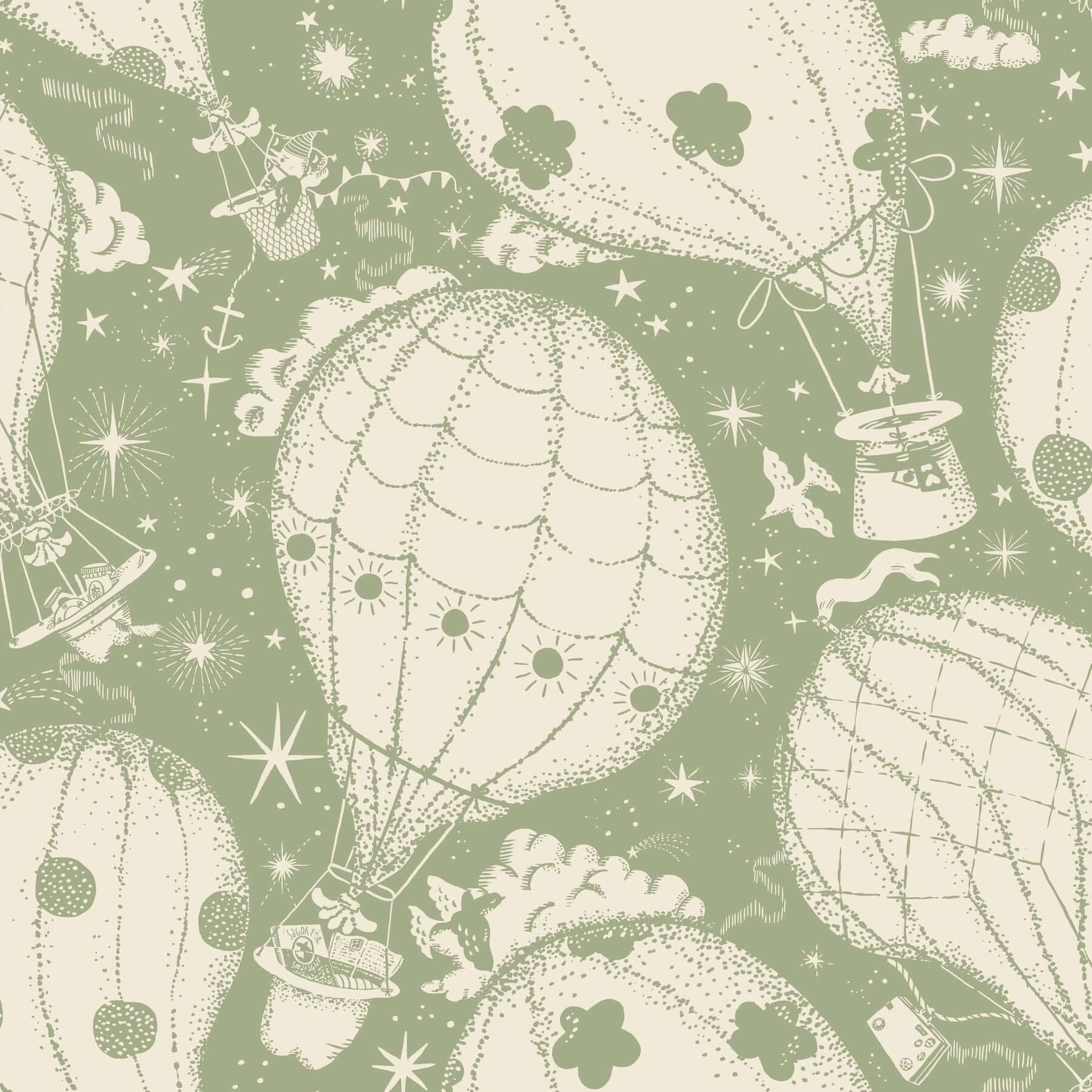 Ballongerna Wallpaper- Green