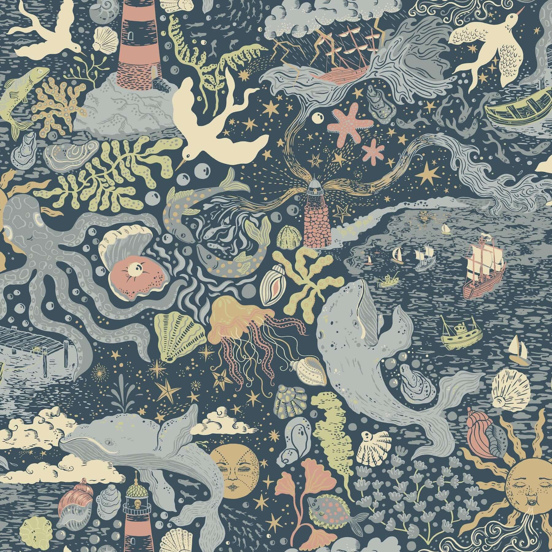 Havet Wallpaper- Dark Blue