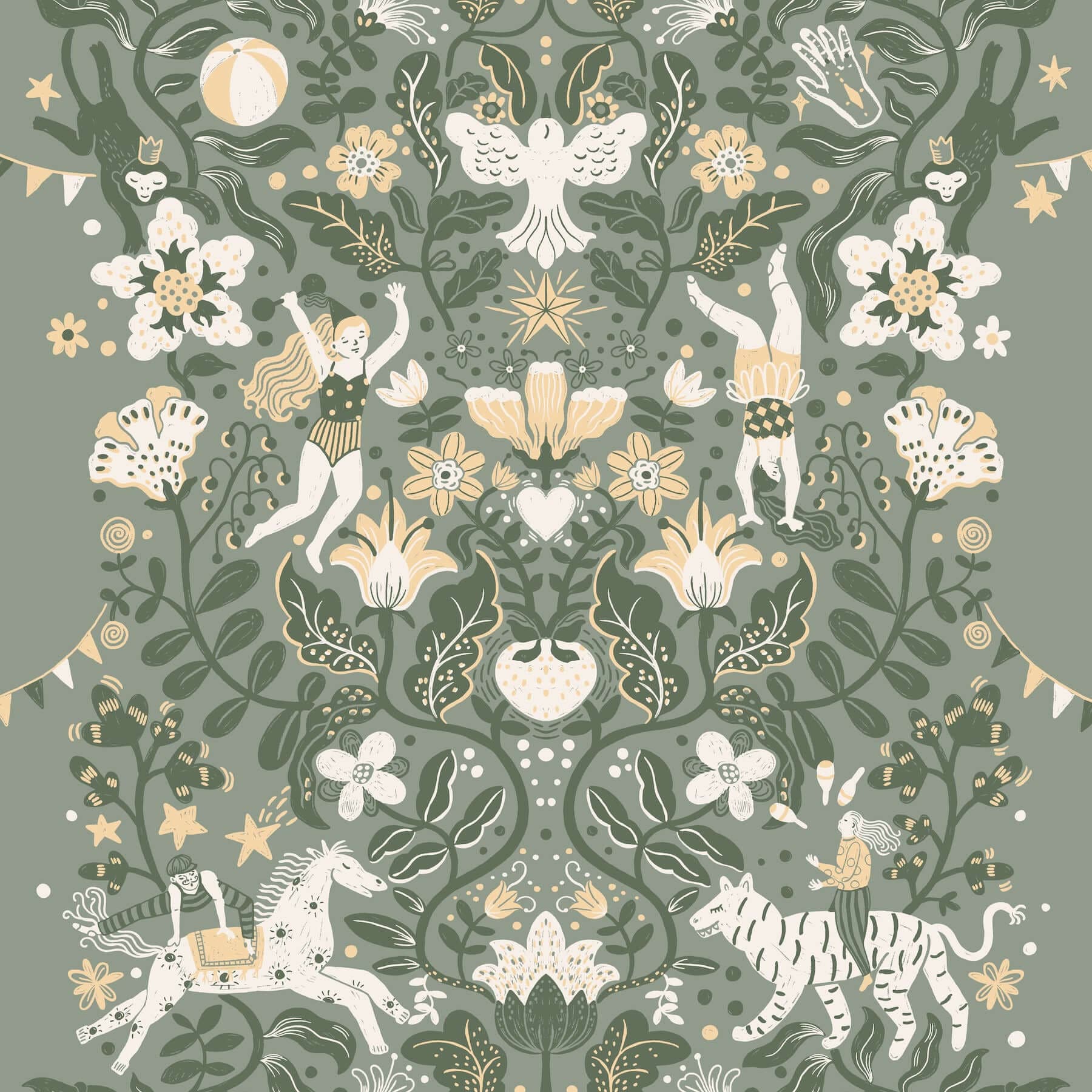 Cirkus Wallpaper- Sea Green