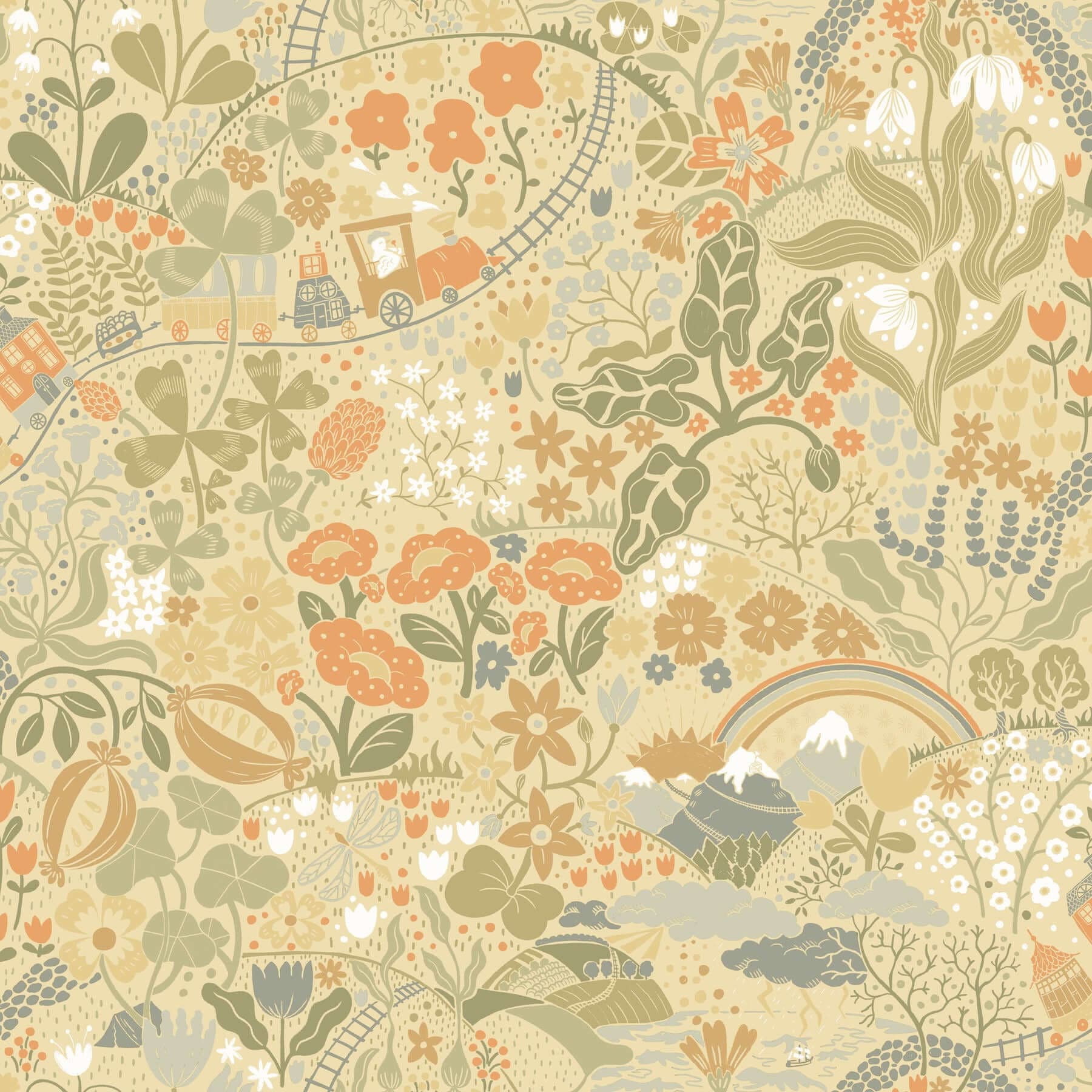 Tåget Wallpaper- Yellow