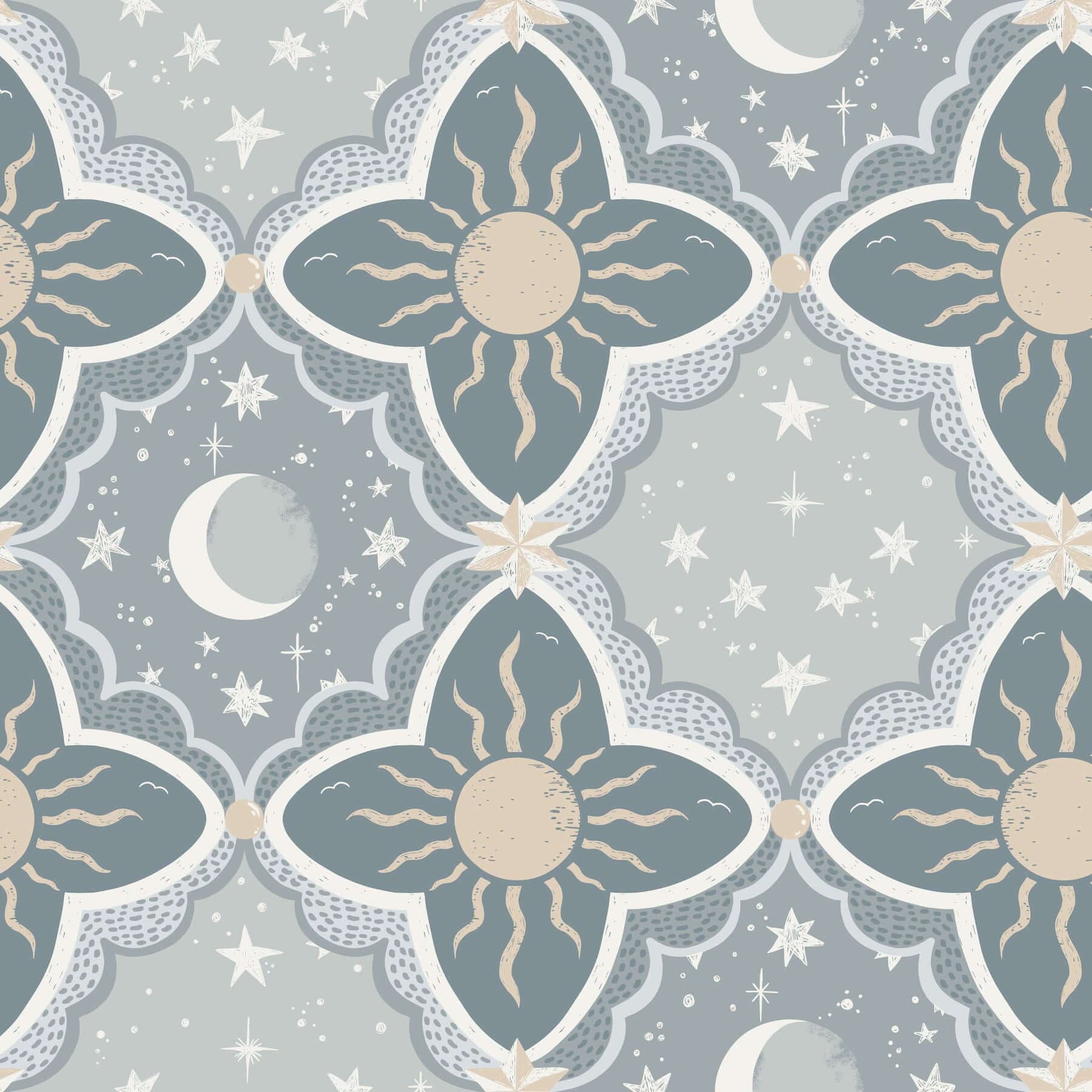 Sol & Måne Wallpaper- Blue