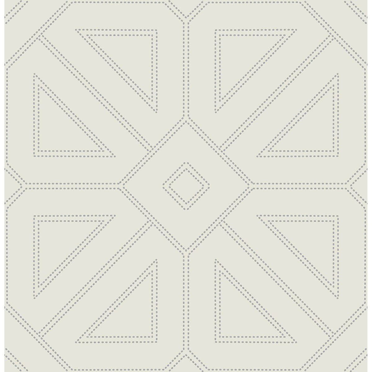 Voltaire Grey Beaded Geometric Wallpaper