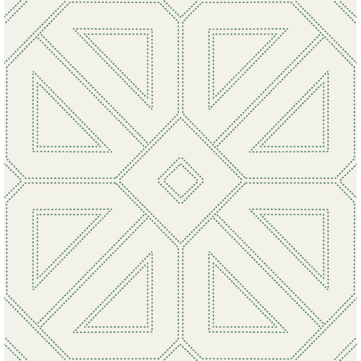 Voltaire Green Beaded Geometric Wallpaper