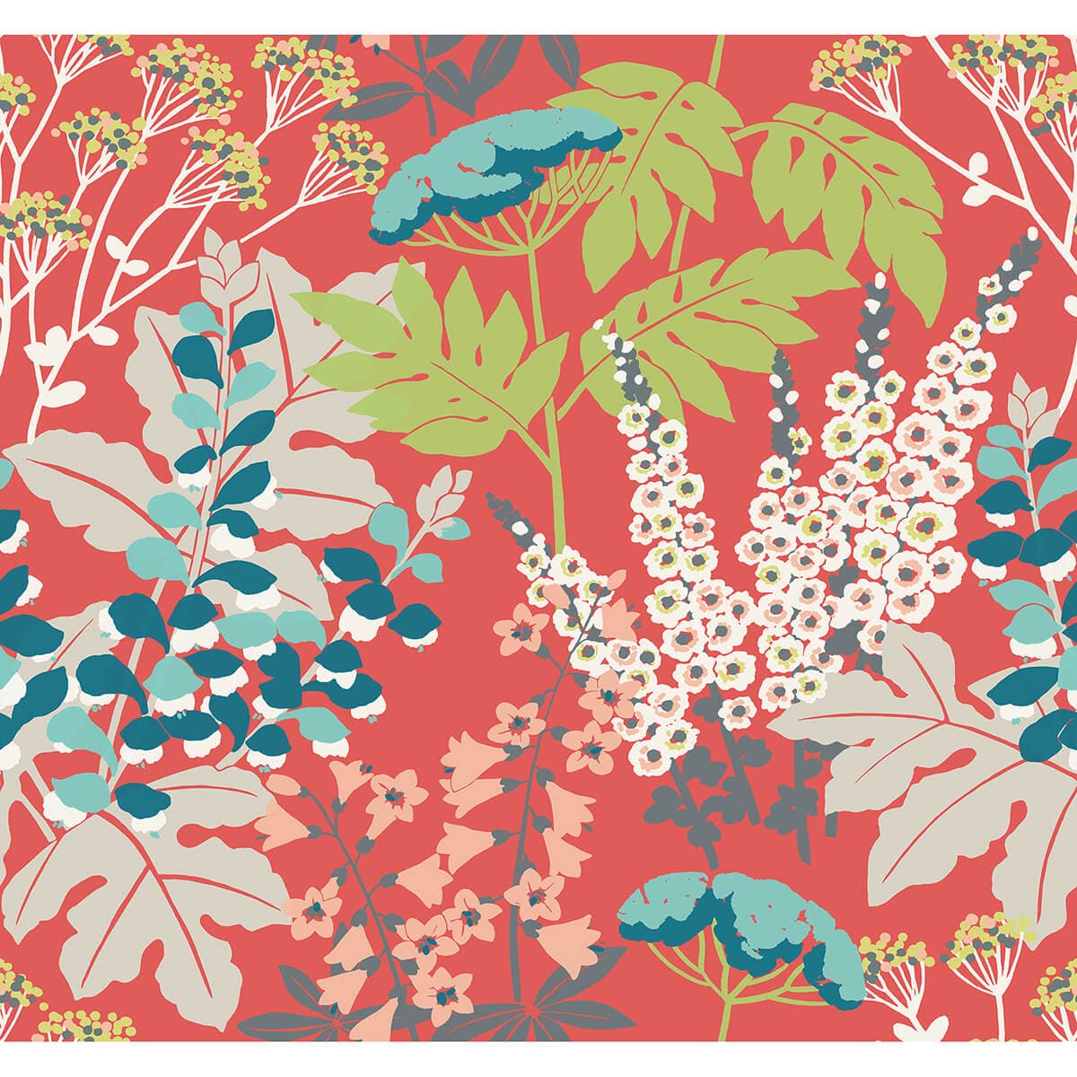 Brie Red Forest Flowers Wallpaper