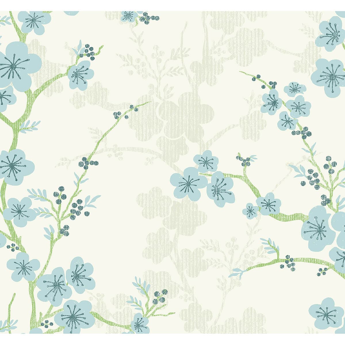 Nicolette Light Blue Floral Trail Wallpaper