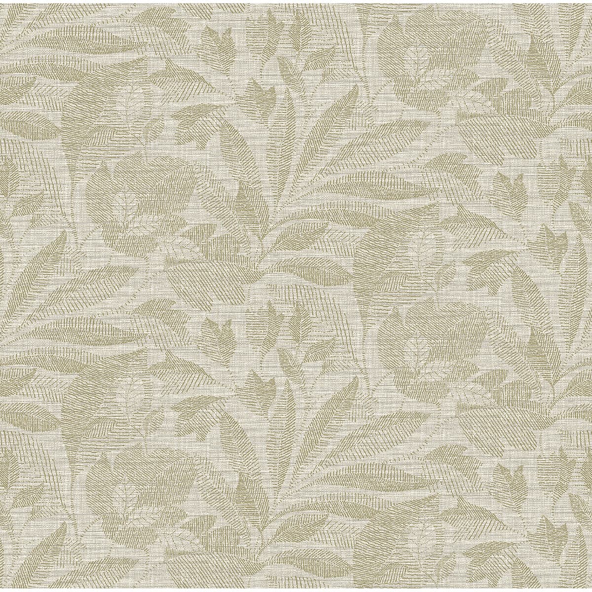 Lei Neutral Etched Leaves Wallpaper