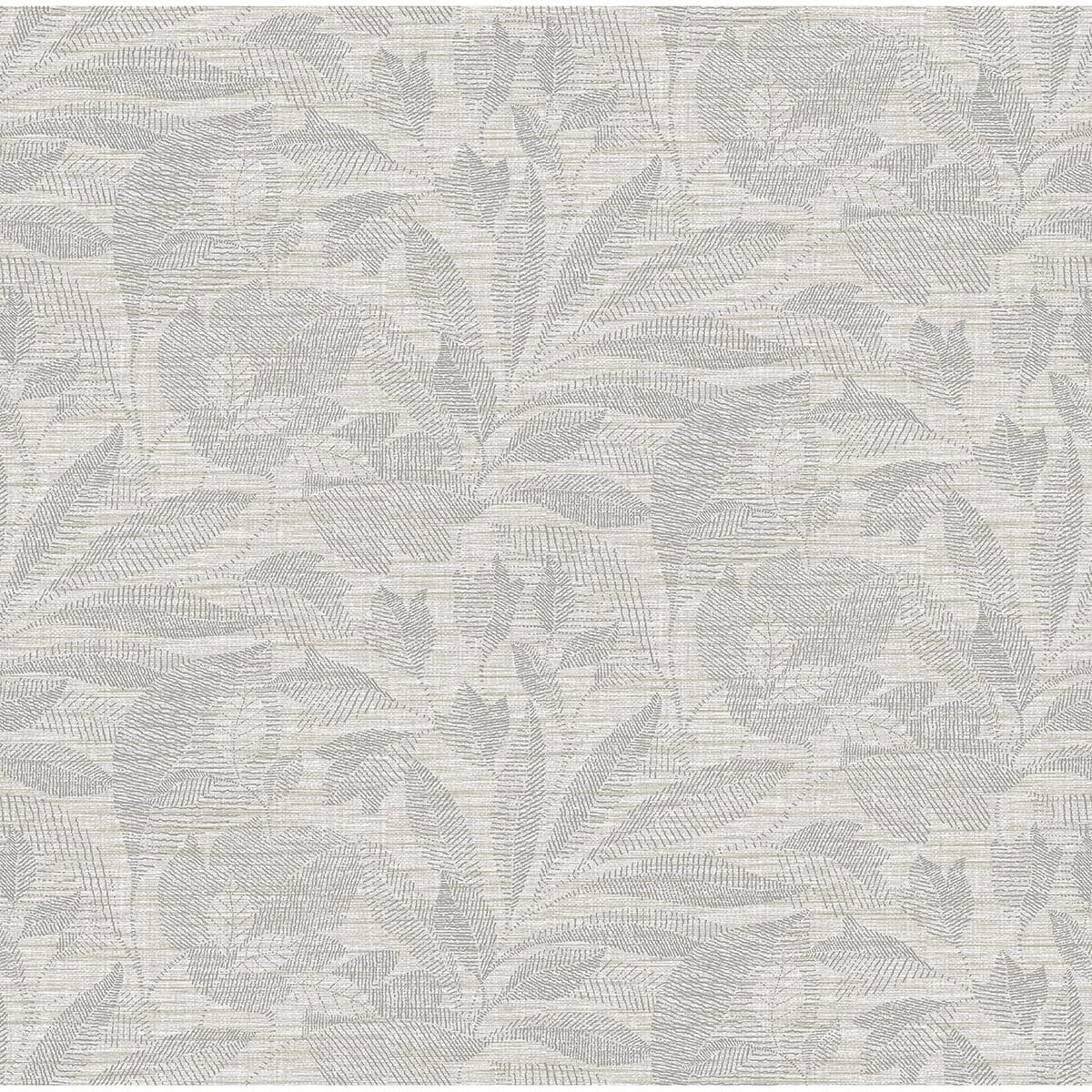Lei Silver Etched Leaves Wallpaper