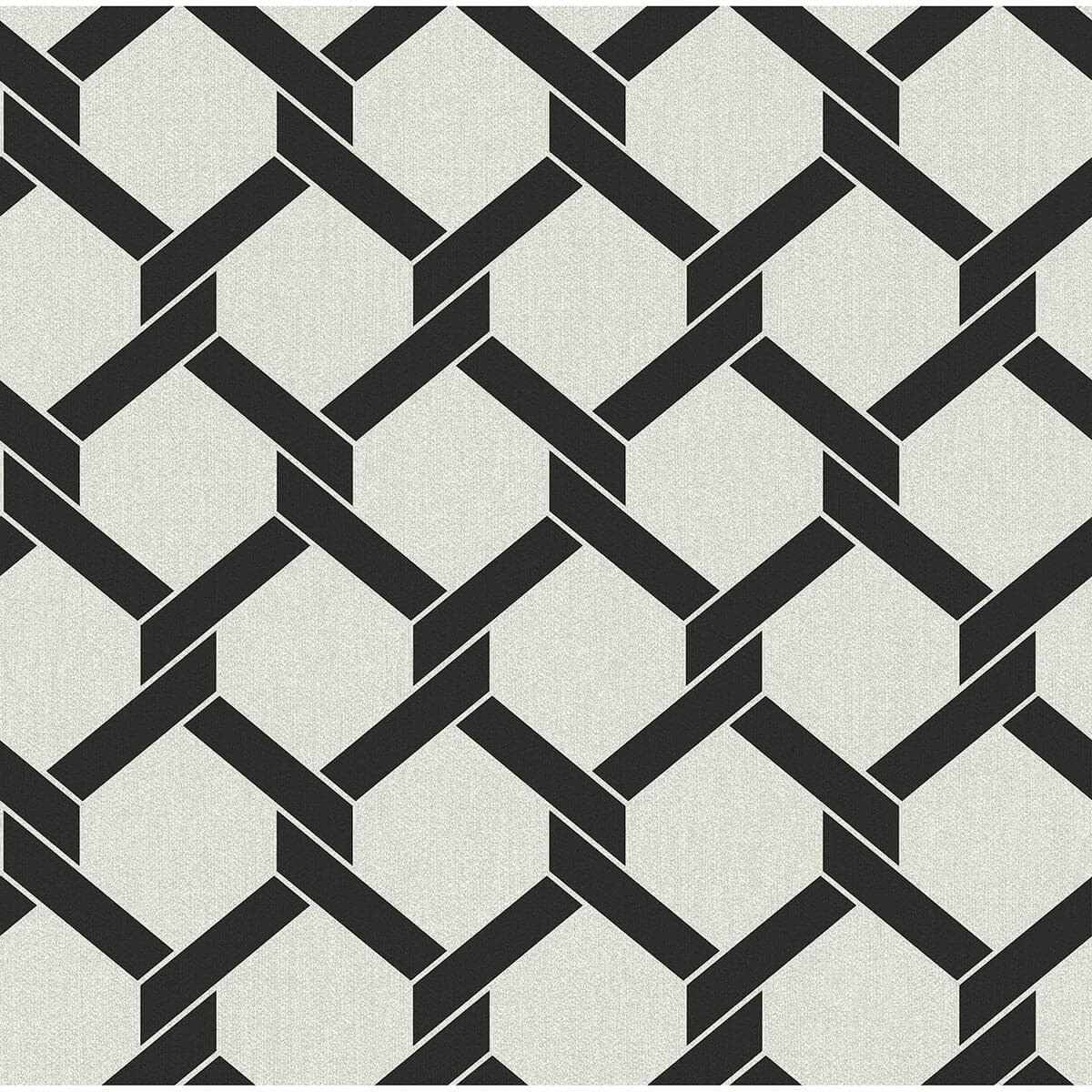 Payton Black Hexagon Trellis Wallpaper