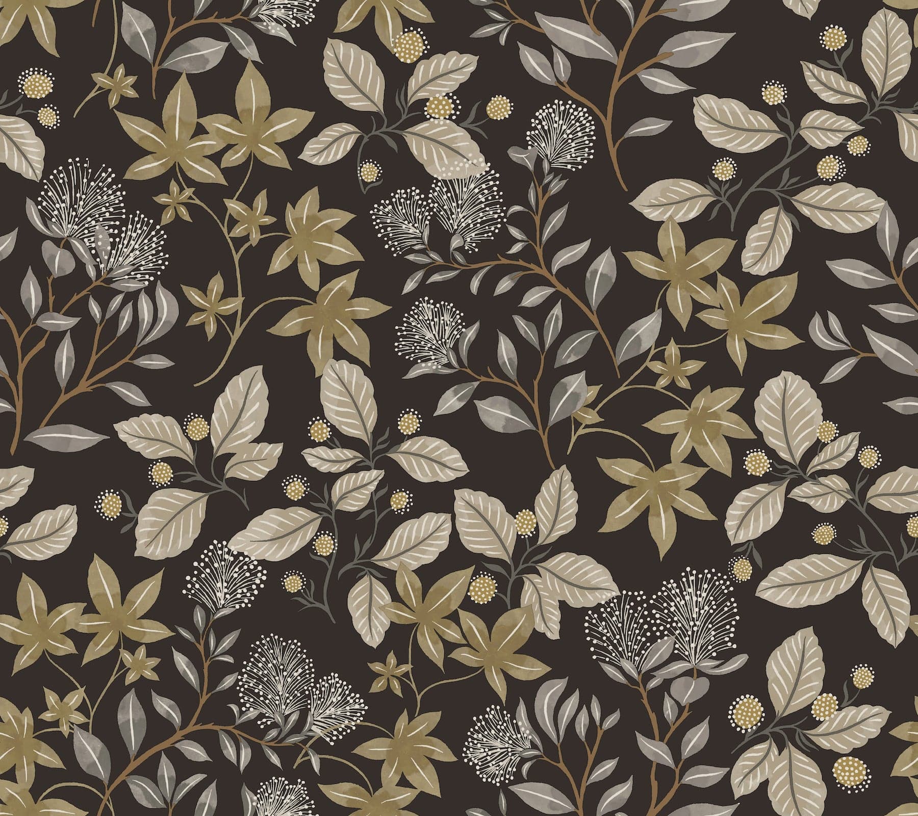 Mildred Botanical Trail Black Wallpaper
