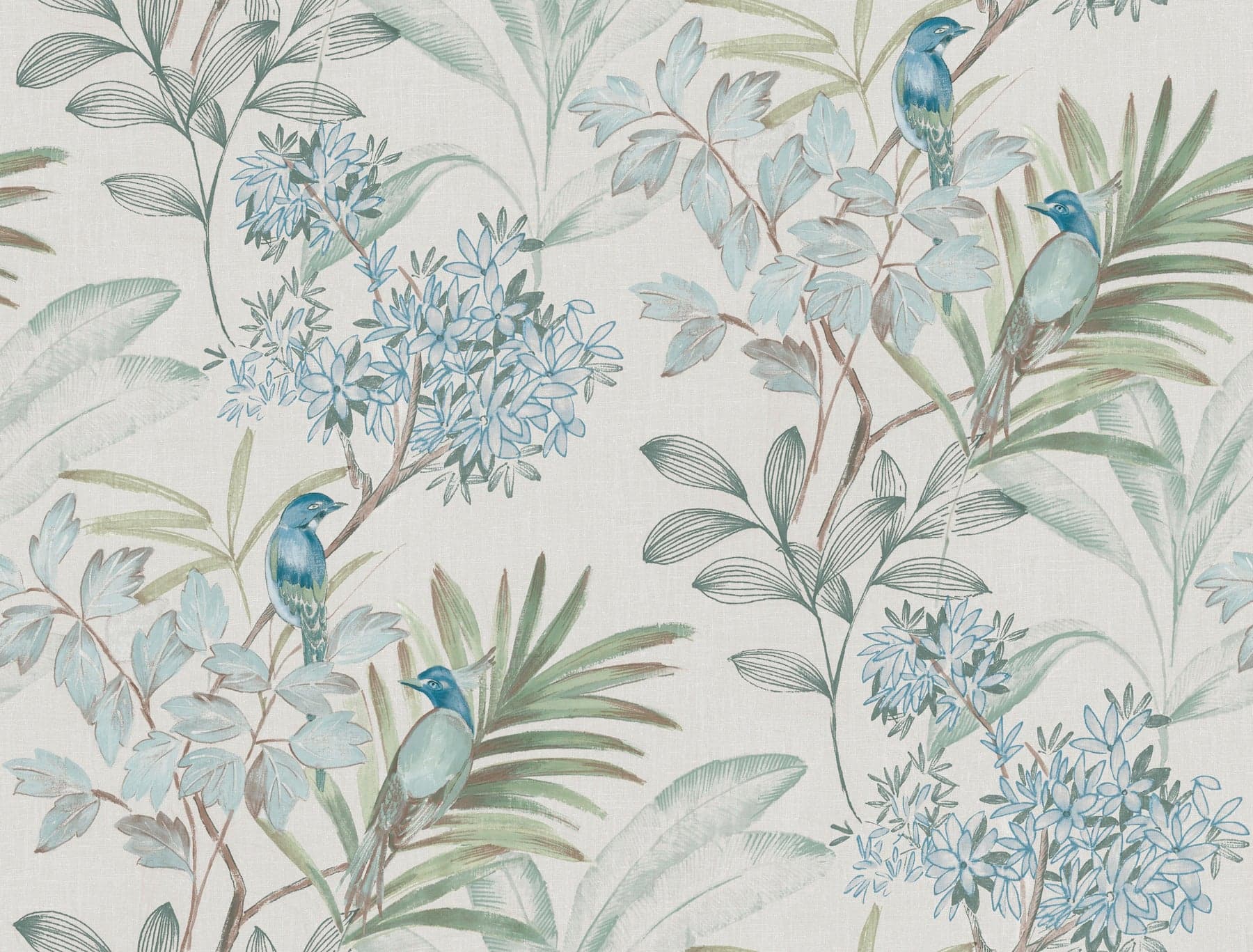 Handpainted Songbird Turquiose Wallpaper