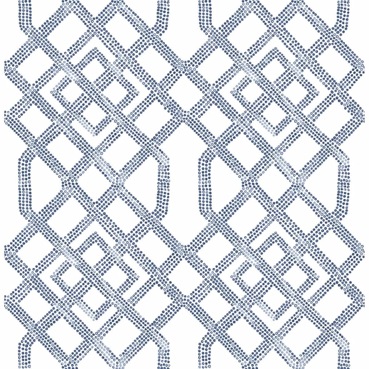 Traverse Blue Trellis Wallpaper