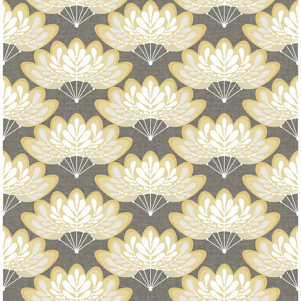 Lotus Mustard Floral Fans Wallpaper