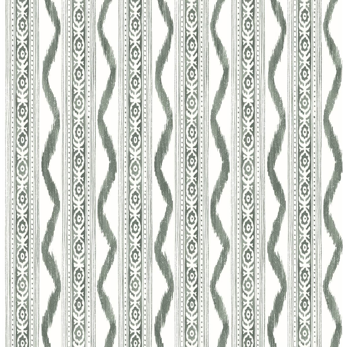 Rhys Green IKAT Stripe Wallpaper By Erin Gates