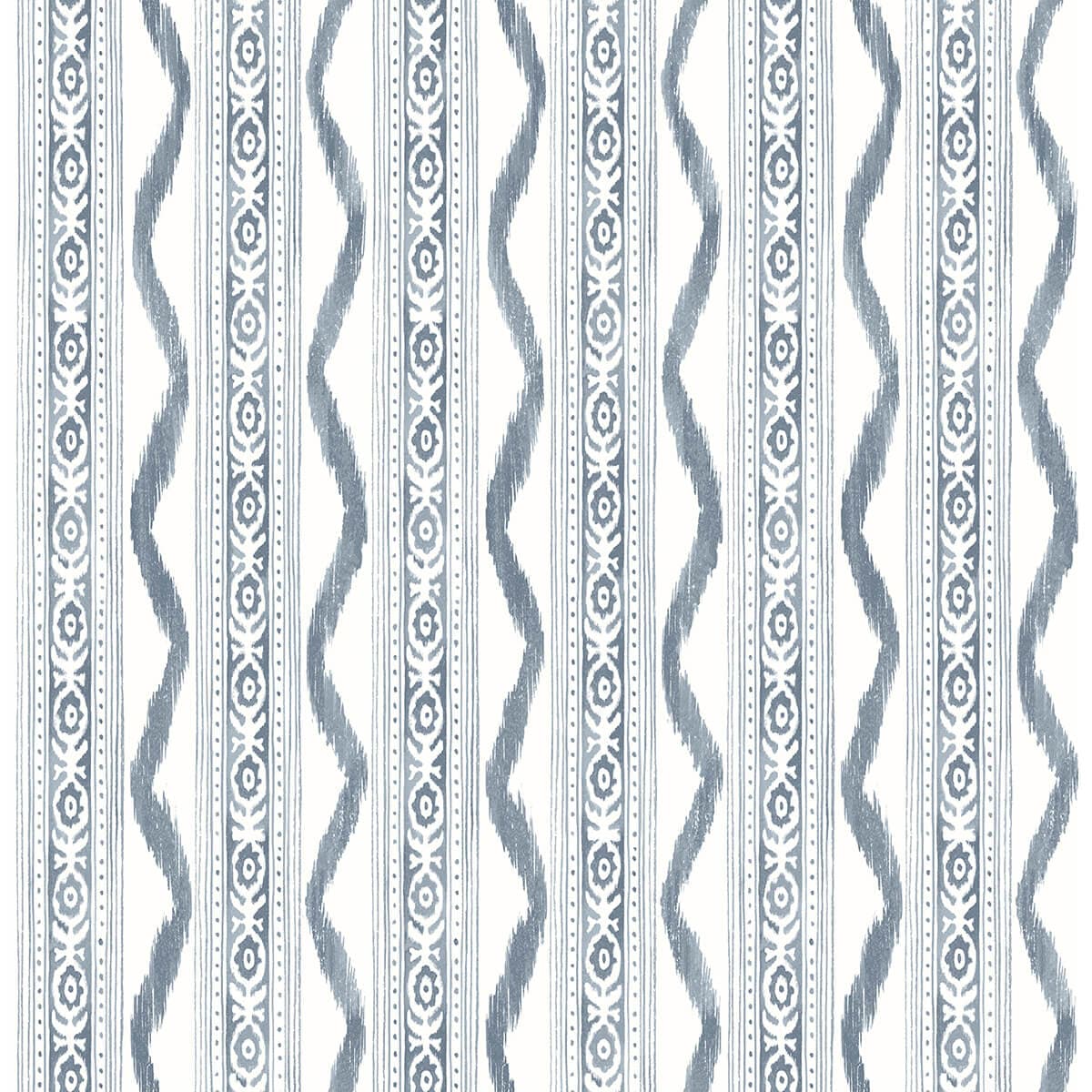 Rhys Blue IKAT Stripe Wallpaper By Erin Gates