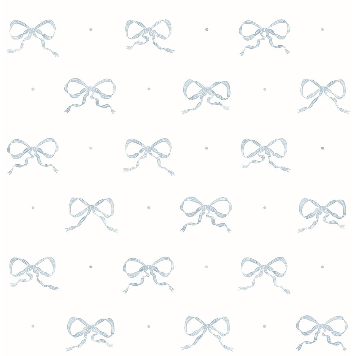 Emma Blue Heather Large Bow Wallpaper By Erin Gates