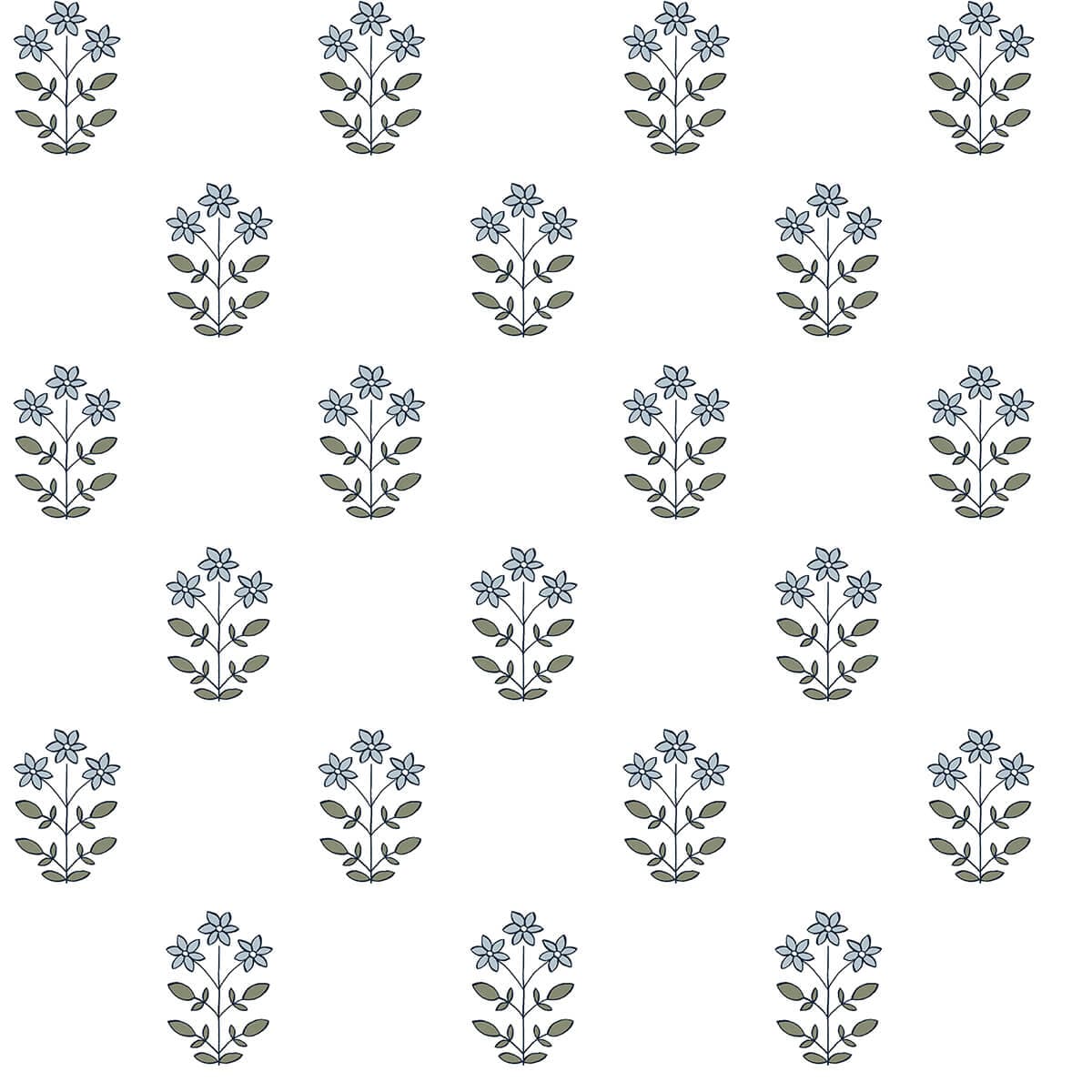 Kit Blue Heather Floral Wallpaper By Erin Gates