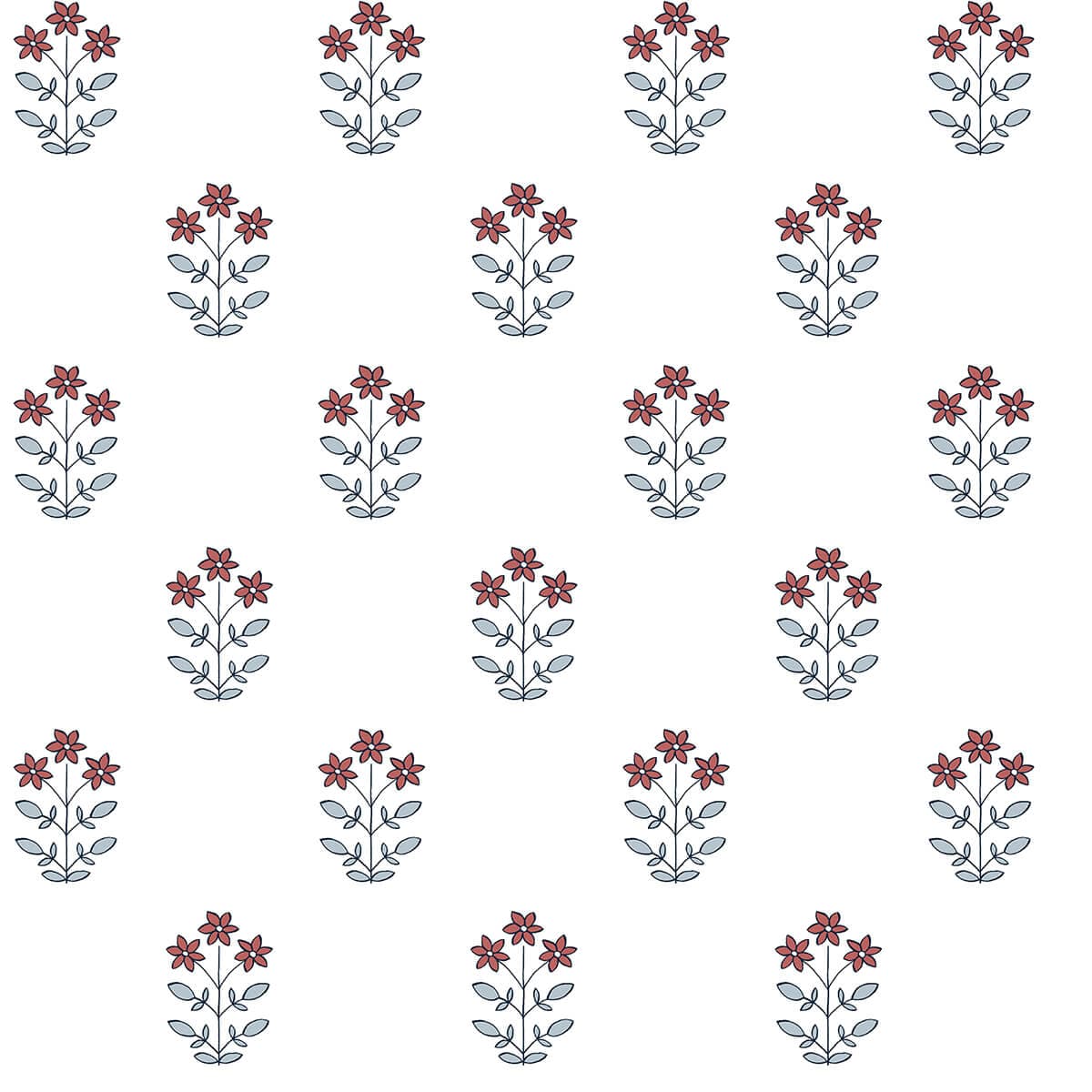 Kit Red Floral Wallpaper By Erin Gates