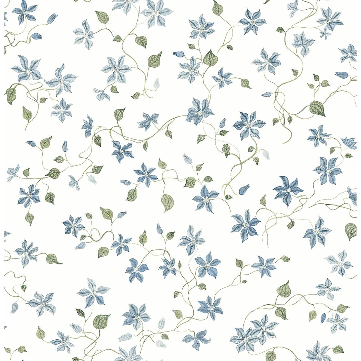 Betsy Blue Heather Floral Trail Wallpaper By Erin Gates