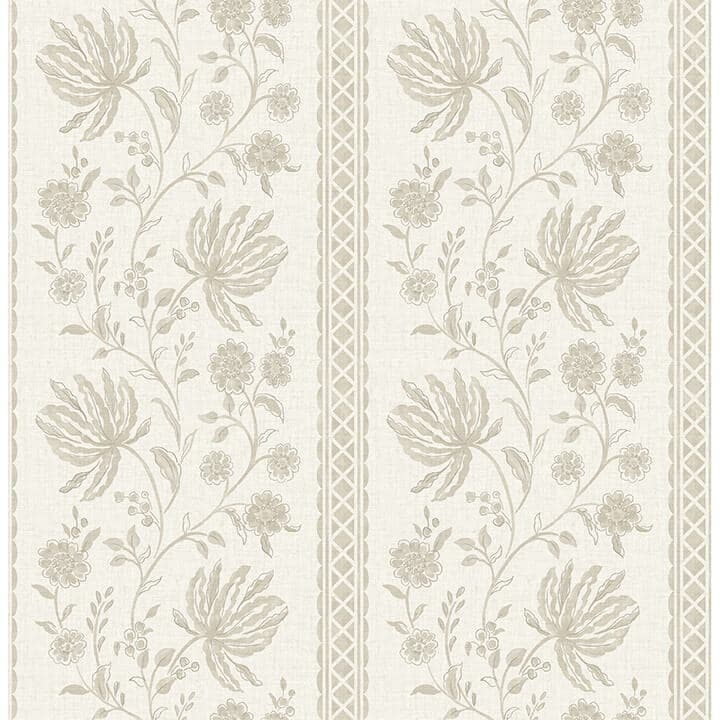 Edgemoor Taupe Jacobean Stripe Wallpaper