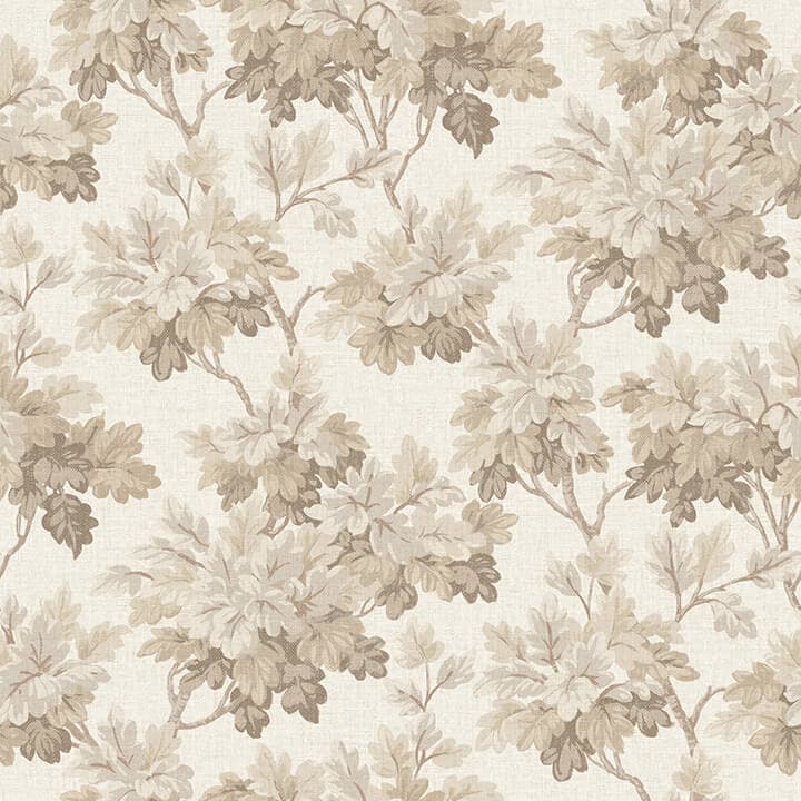 Oakcliff Taupe Leaf Trail Wallpaper