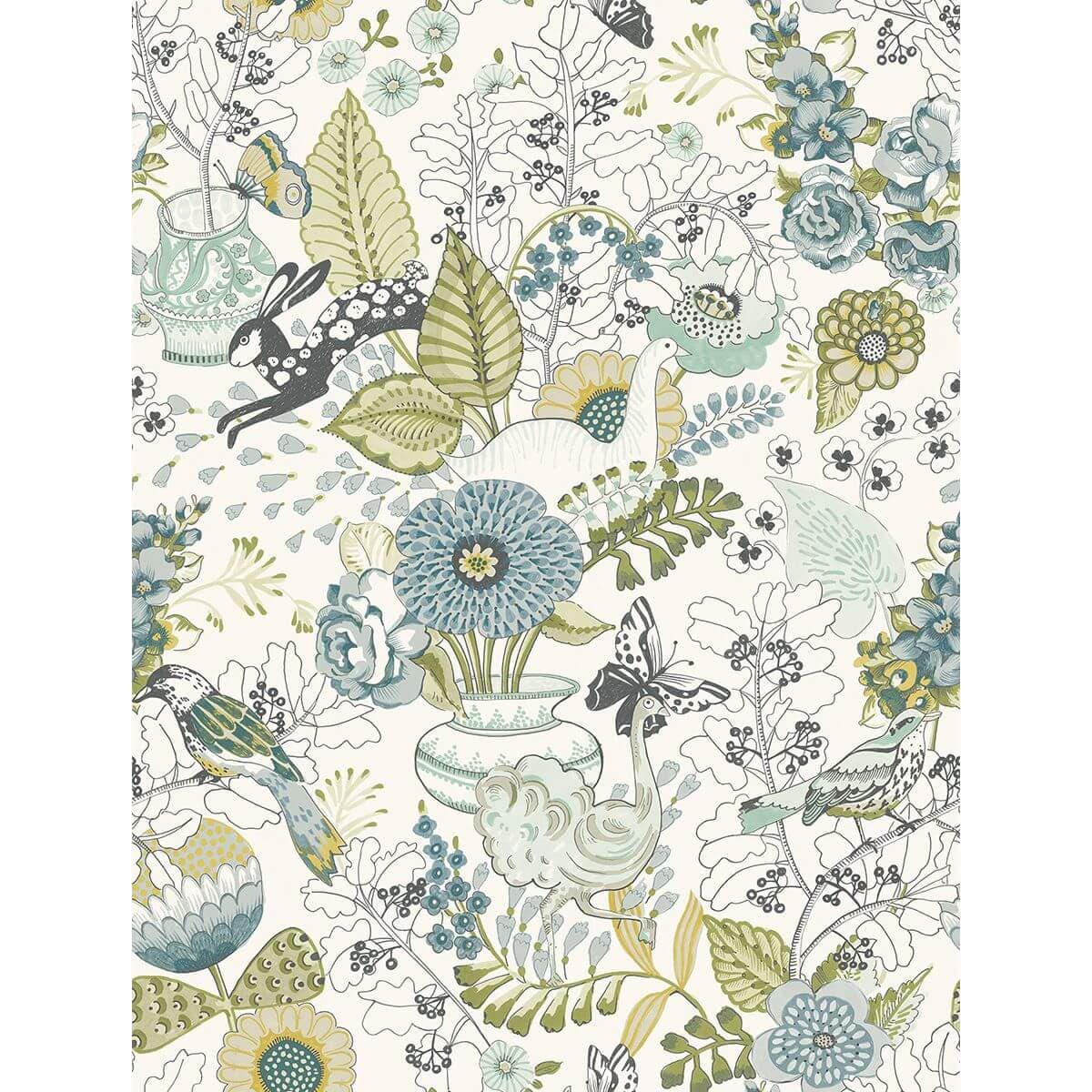 Whimsy Green Fauna Wallpaper