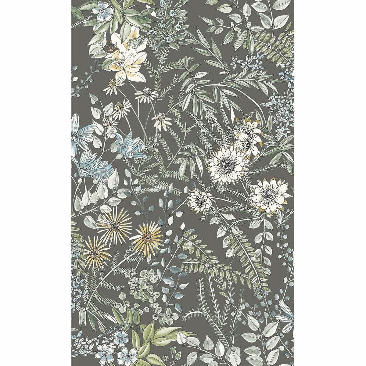Full Bloom Taupe Floral Wallpaper