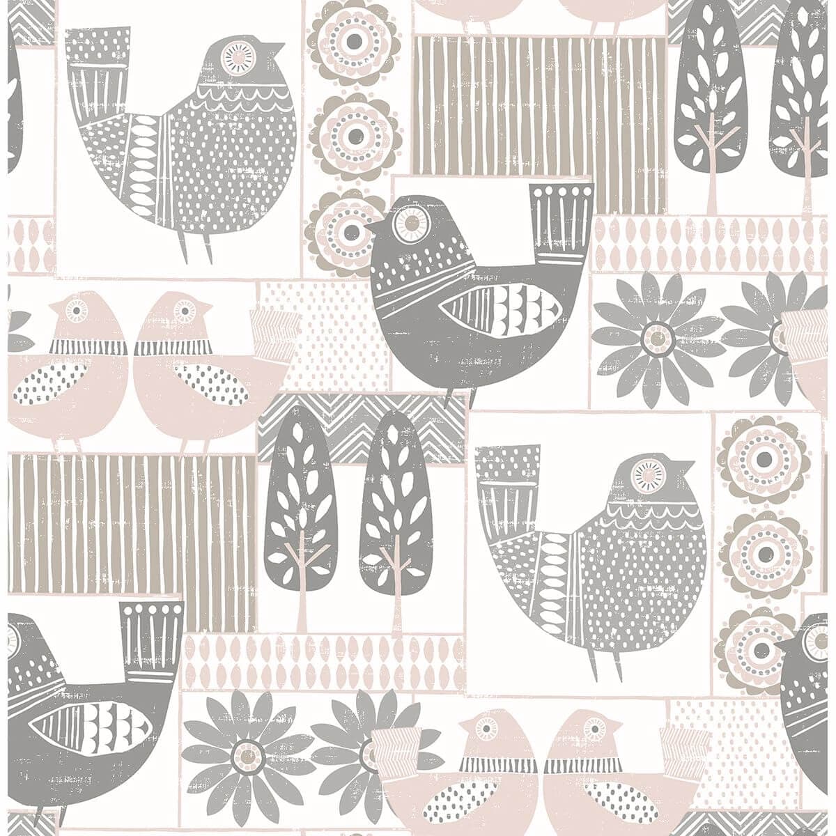 Hennika Light Pink Patchwork Wallpaper