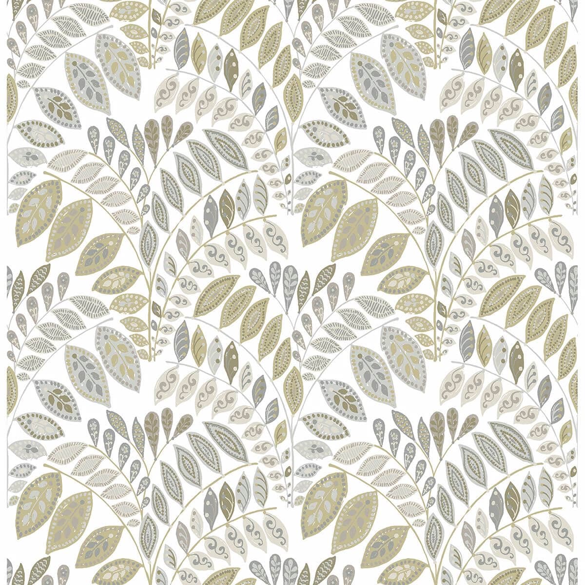 Fiddlehead Grey Botanical Wallpaper