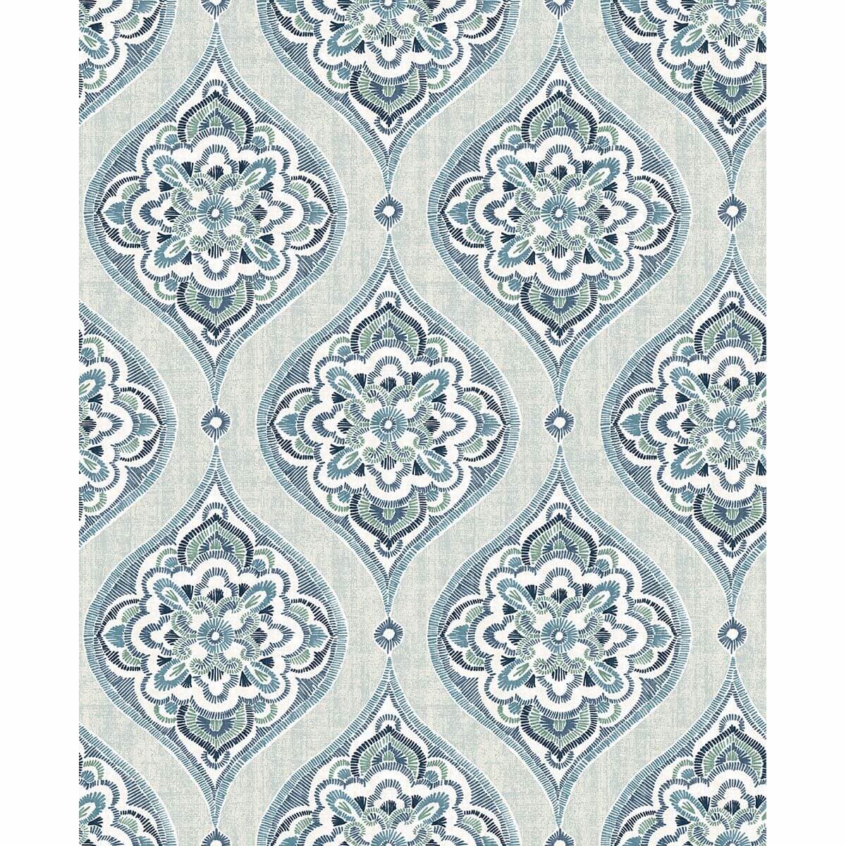 Adele Aqua Damask Wallpaper